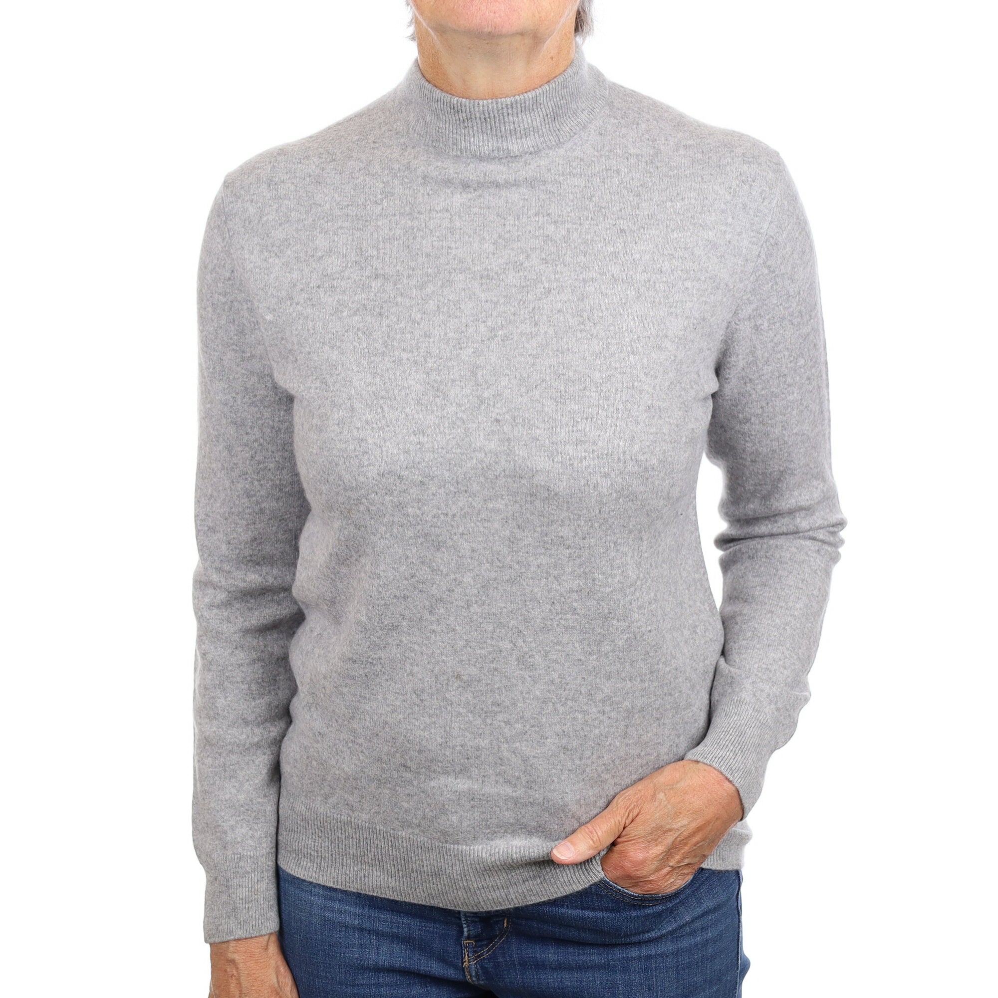 Smoke Grey Cashmere Turtleneck Jumper Medium