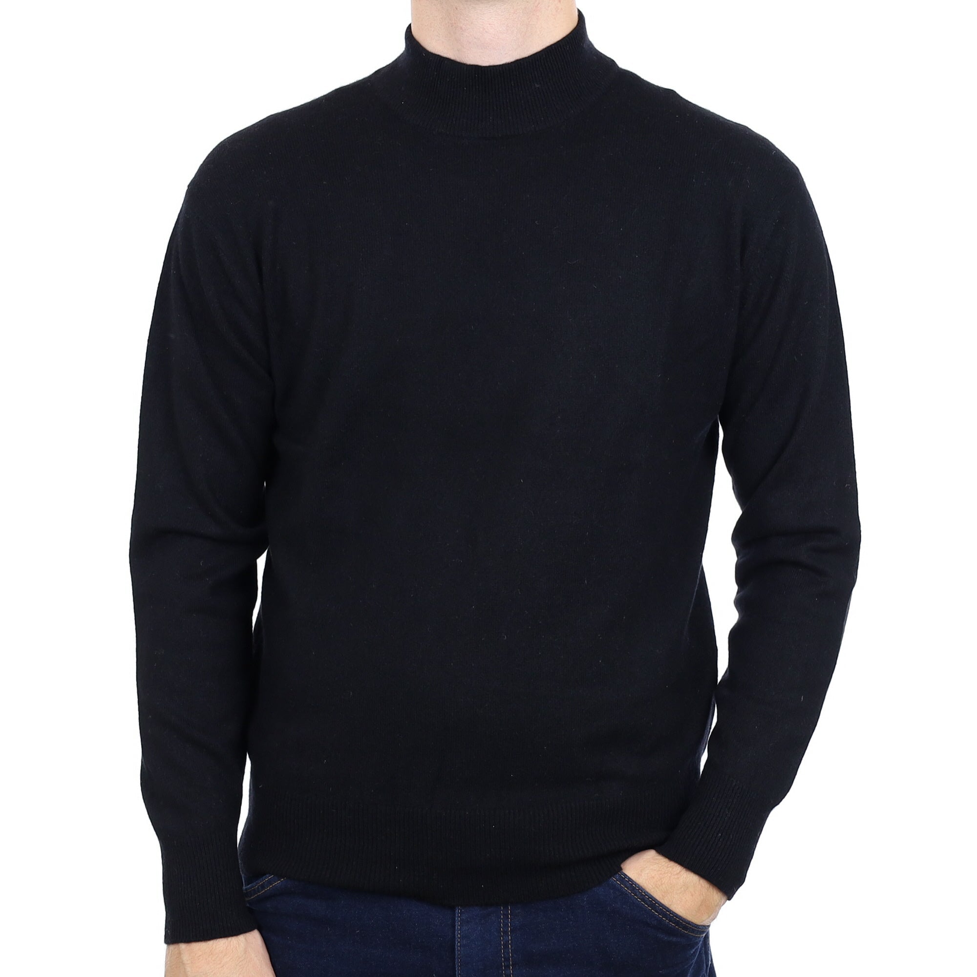 Men's Black Cashmere Turtle Neck Jumper Large