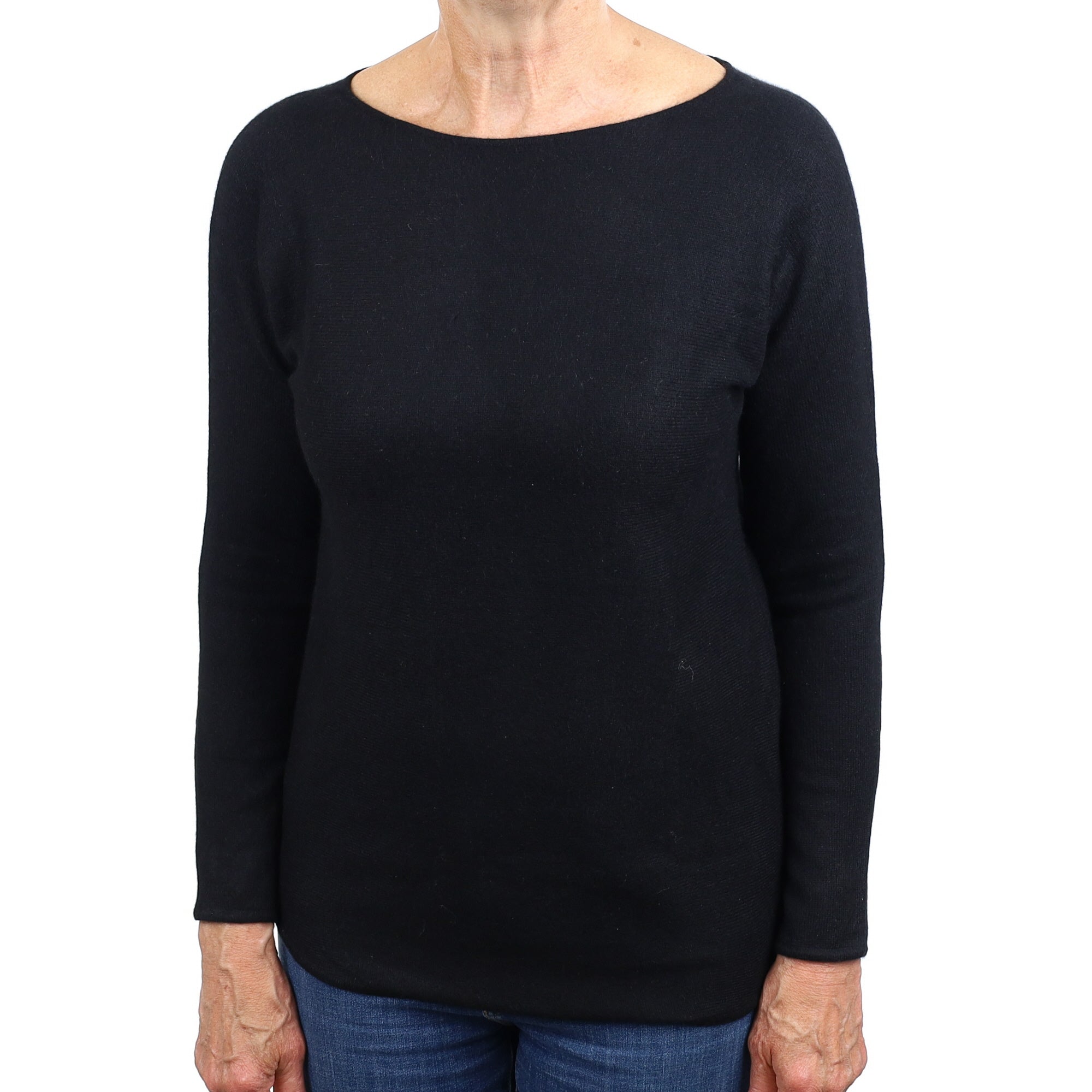 Black Cashmere Boat Neck Jumper Medium