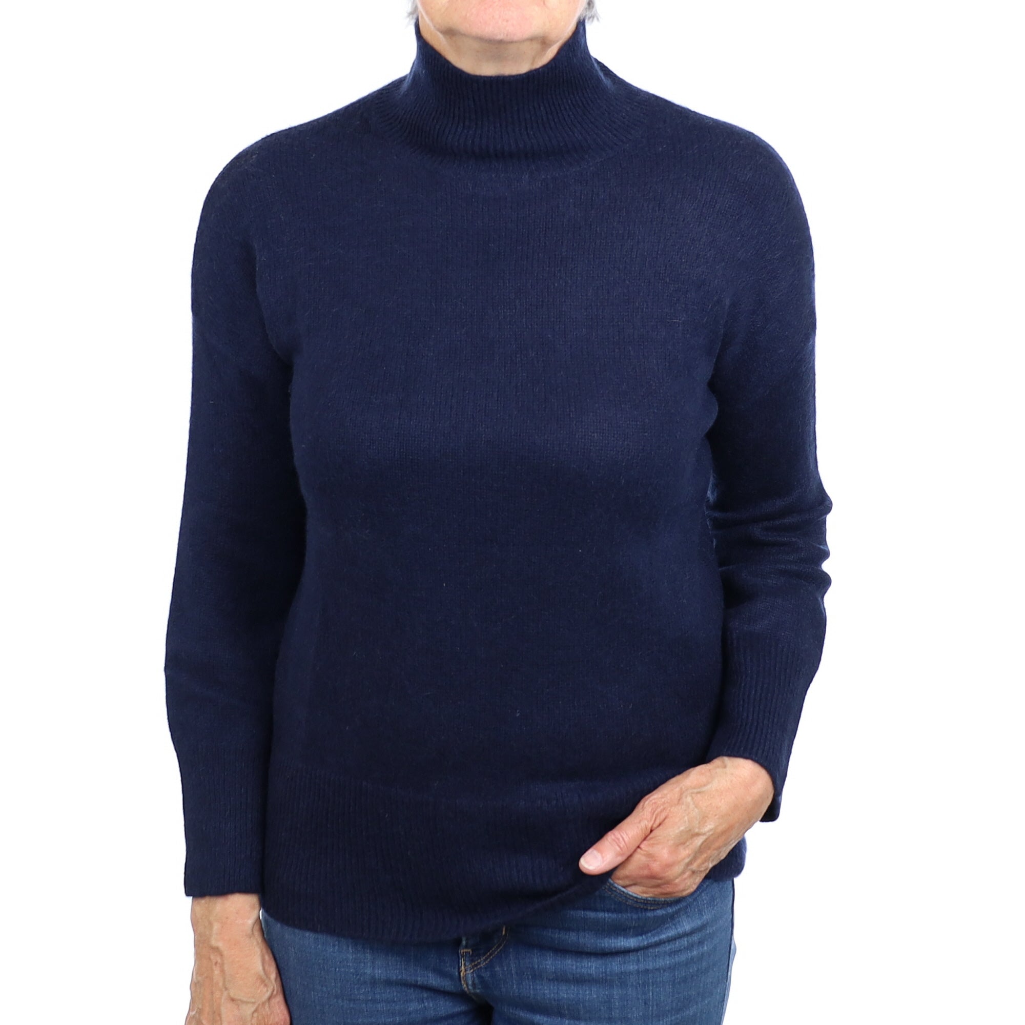 Jigsaw Navy Blue Cashmere Funnel Neck Jumper Medium
