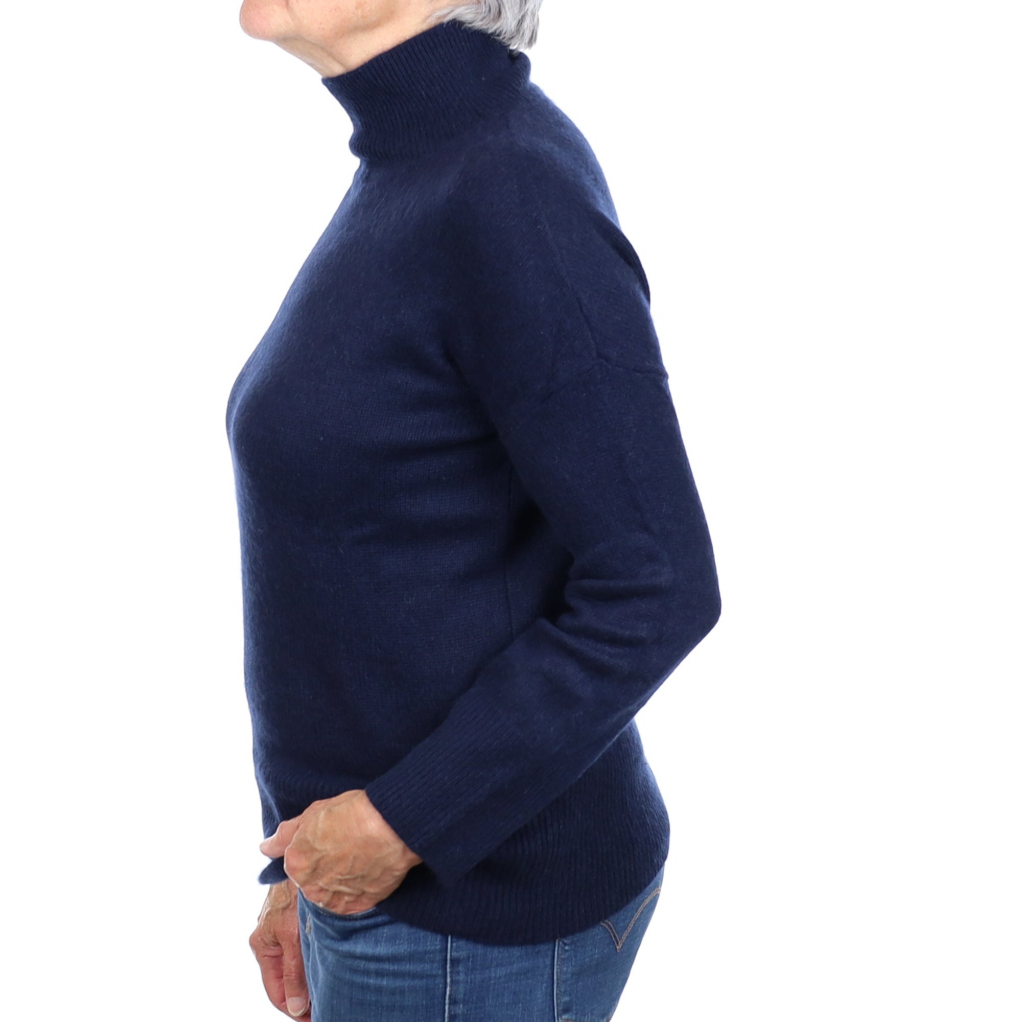 Jigsaw Navy Blue Cashmere Funnel Neck Jumper Medium