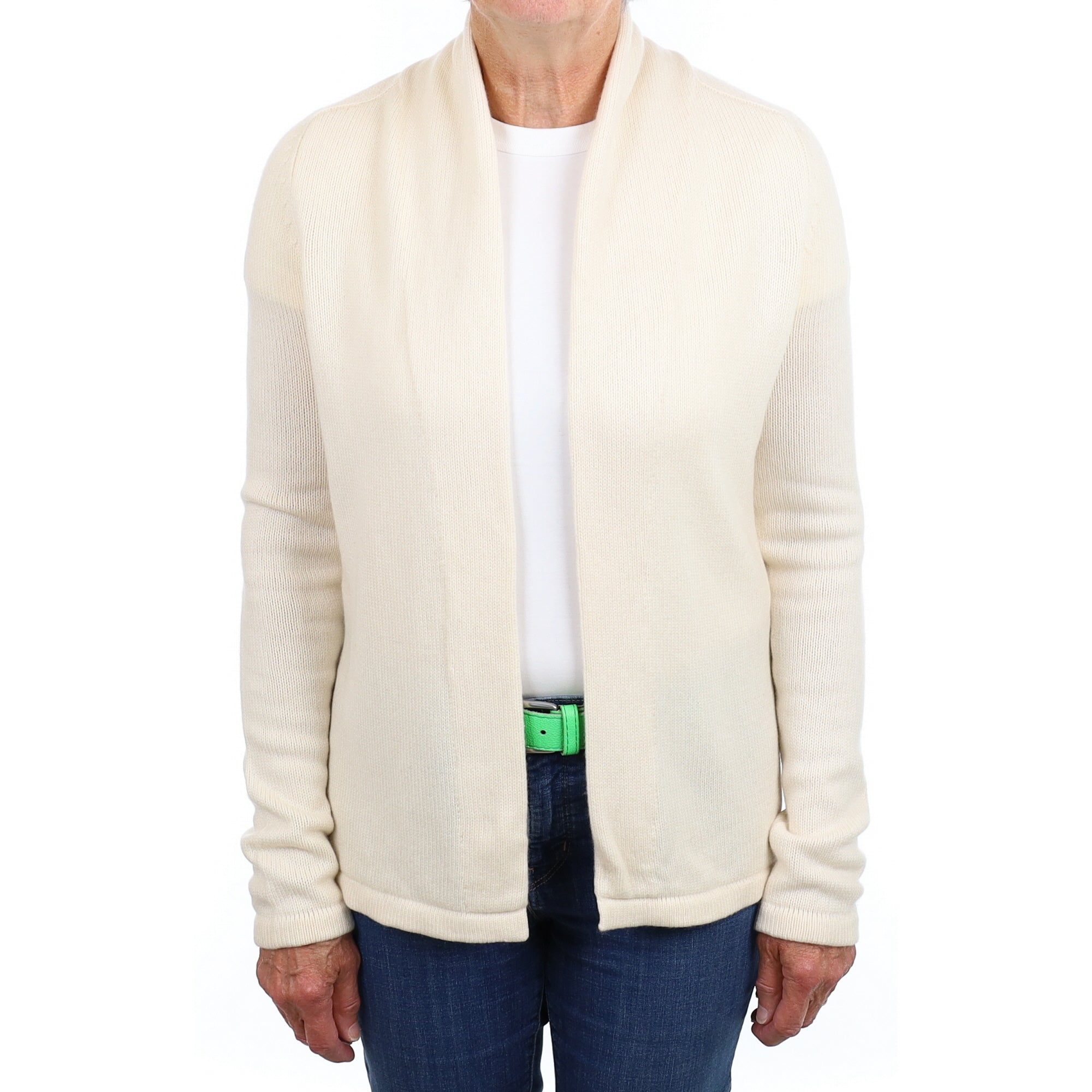 Clotted Cream Cashmere Shawl Collar Edge to Edge Cardigan Medium