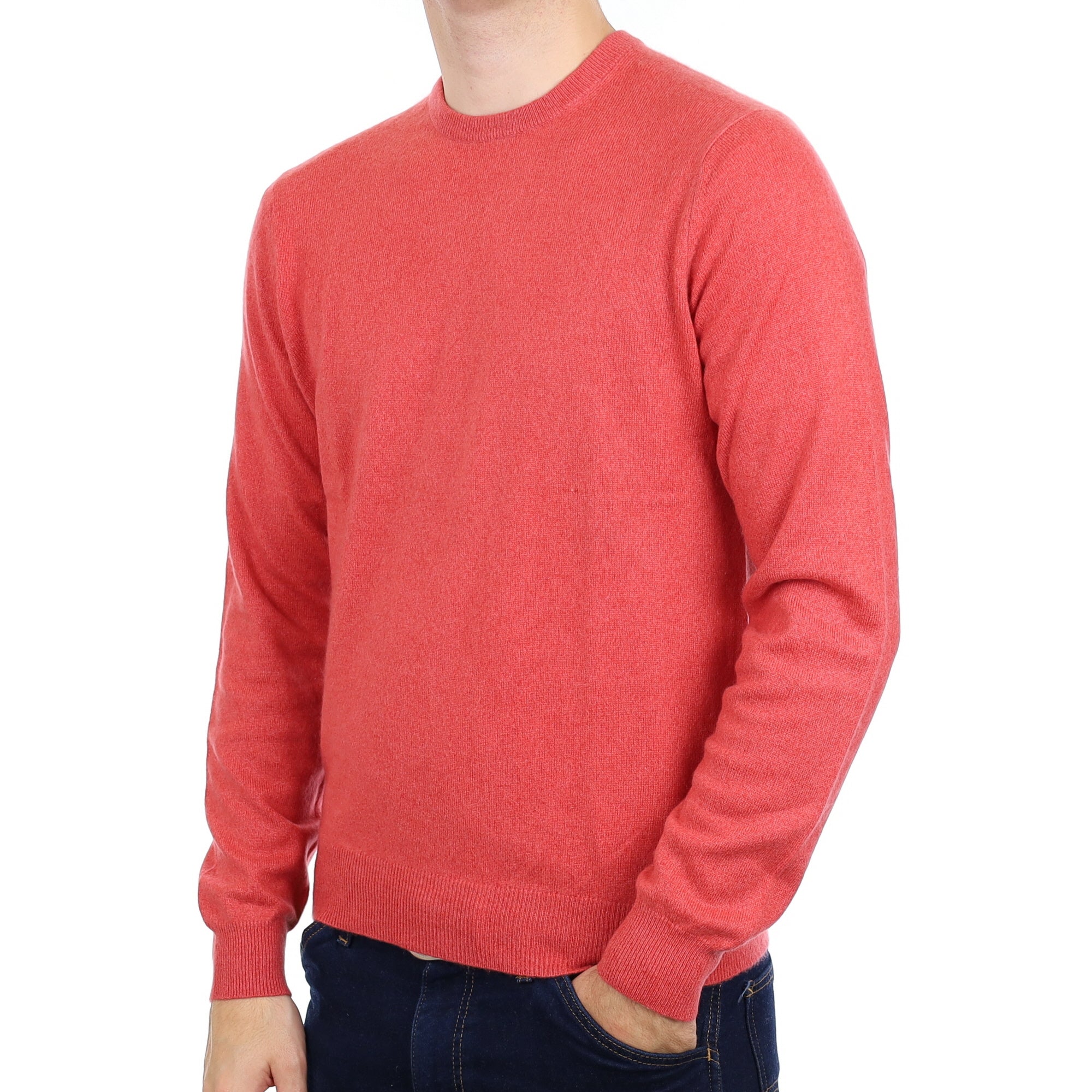 Men's Cranberry Pink Cashmere Crew Neck Jumper Medium