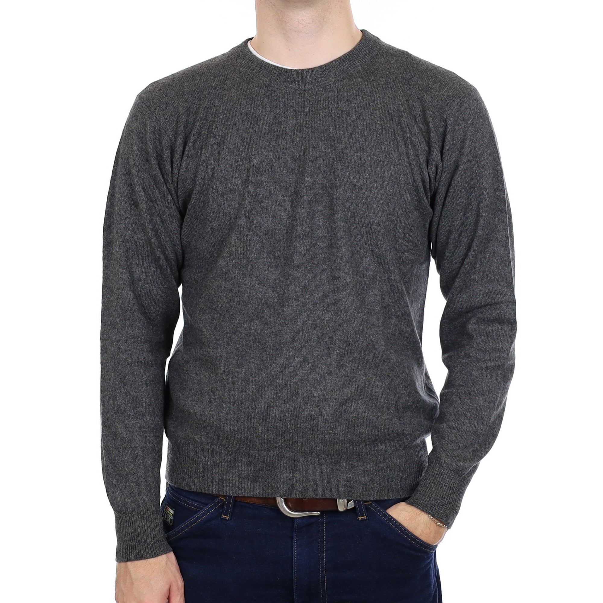 Men's Charcoal Grey Cashmere Crew Neck Jumper Medium