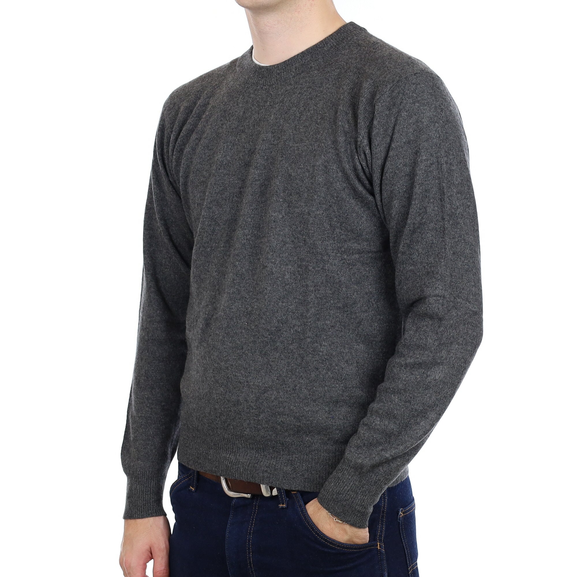 Men's Charcoal Grey Cashmere Crew Neck Jumper Medium