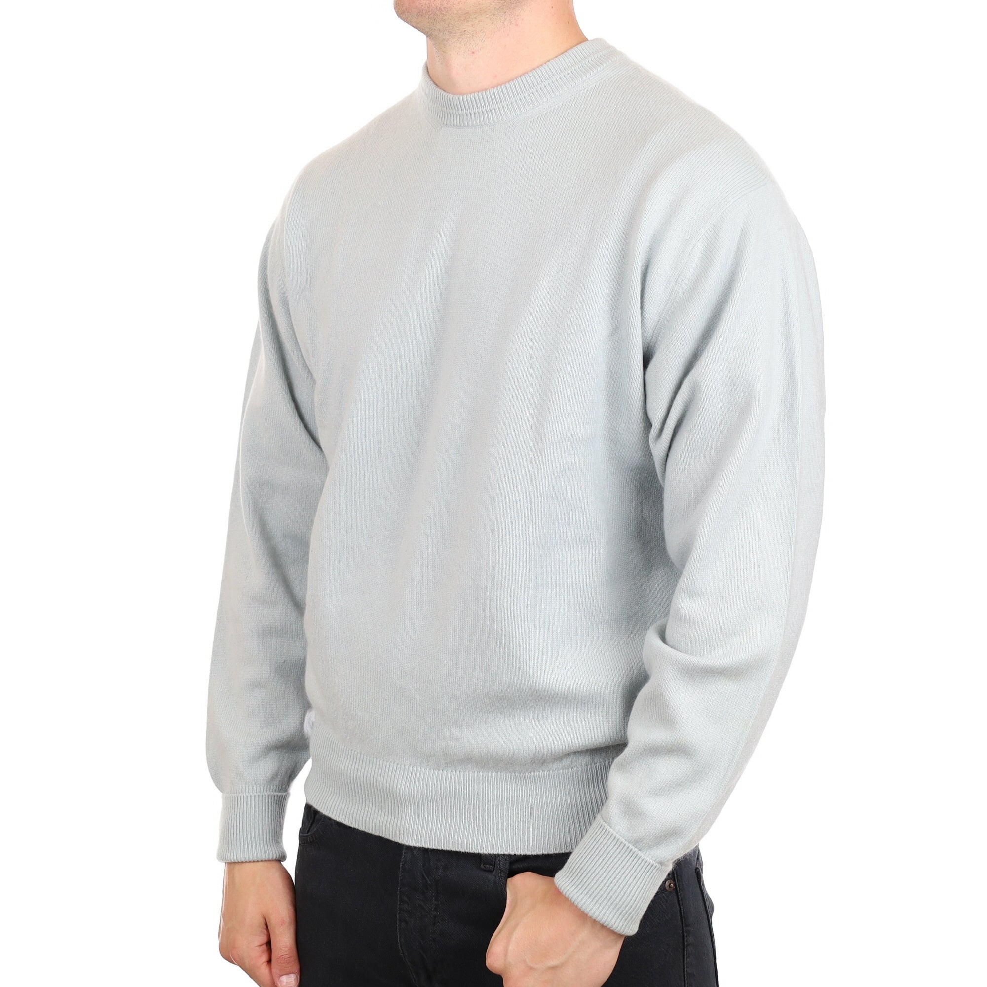 Men's Opal Blue Cashmere Crew Neck Jumper XL
