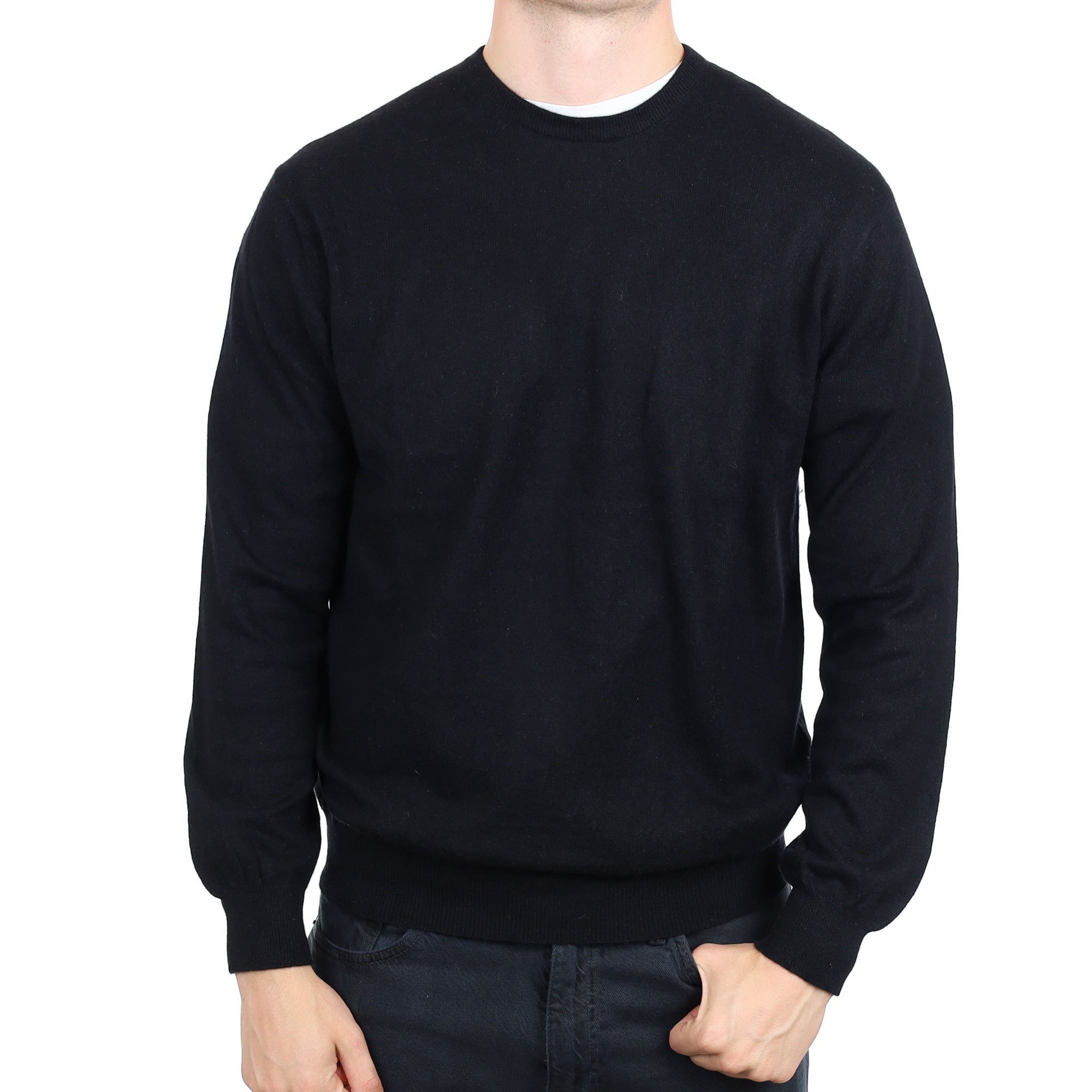 Men's Black Cashmere Crew Neck Jumper XL