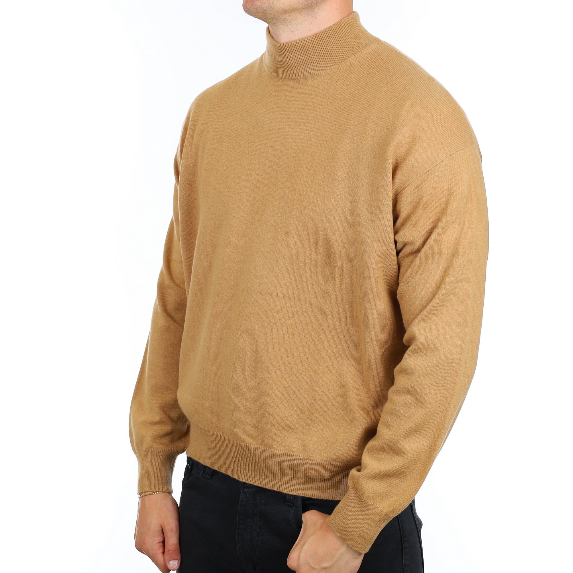 Men's Camel Brown Cashmere Turtle Neck Jumper XXXL