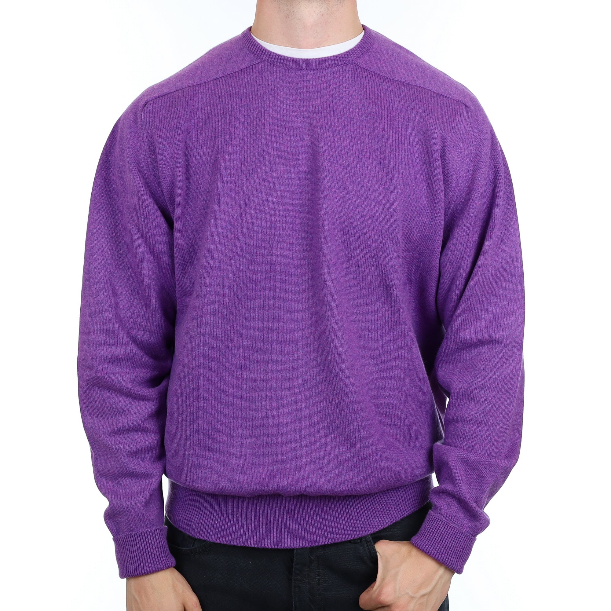 Men's Scottish Violet Purple Cashmere Crew Neck Jumper XXL