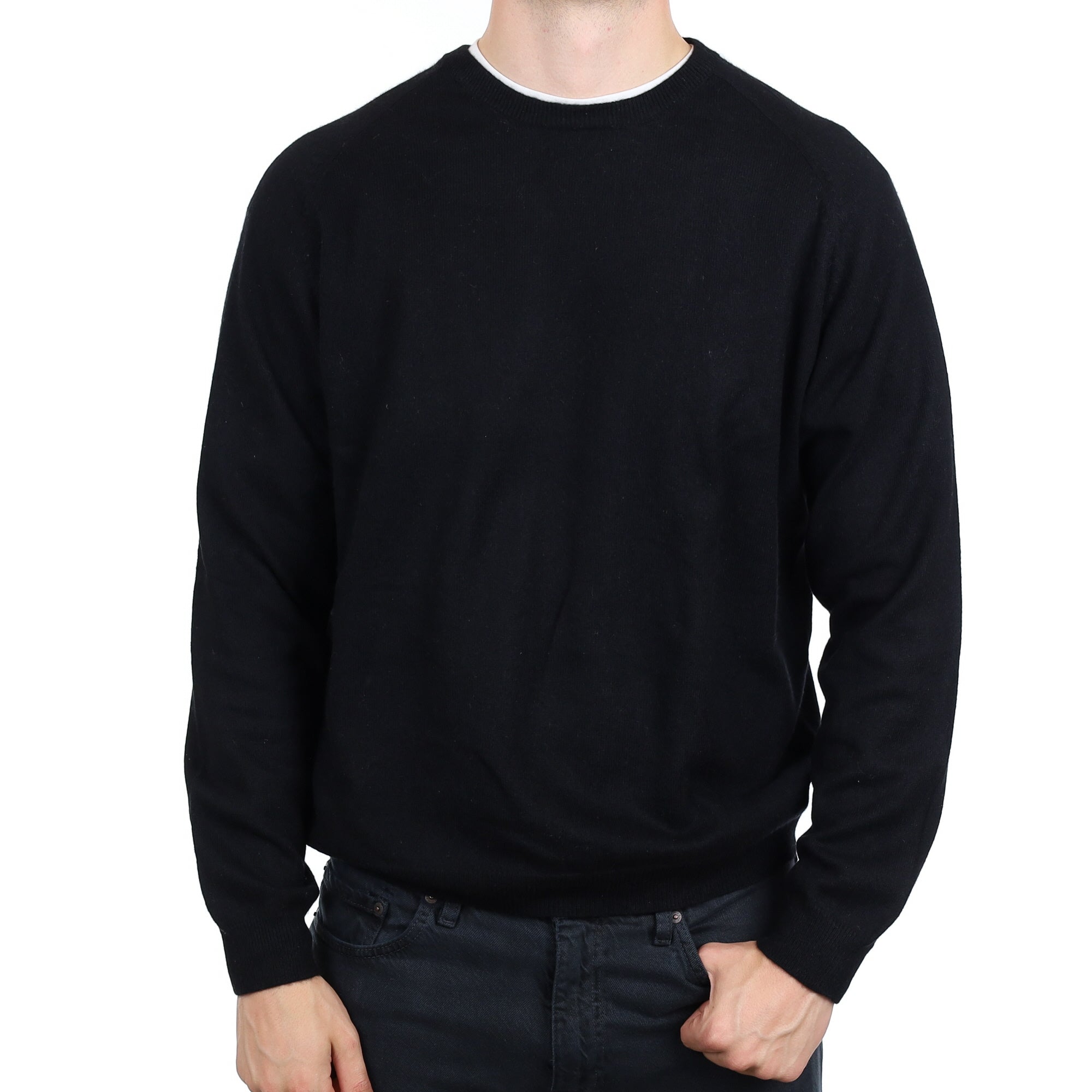 Men's Black Cashmere Crew Neck Jumper XXL