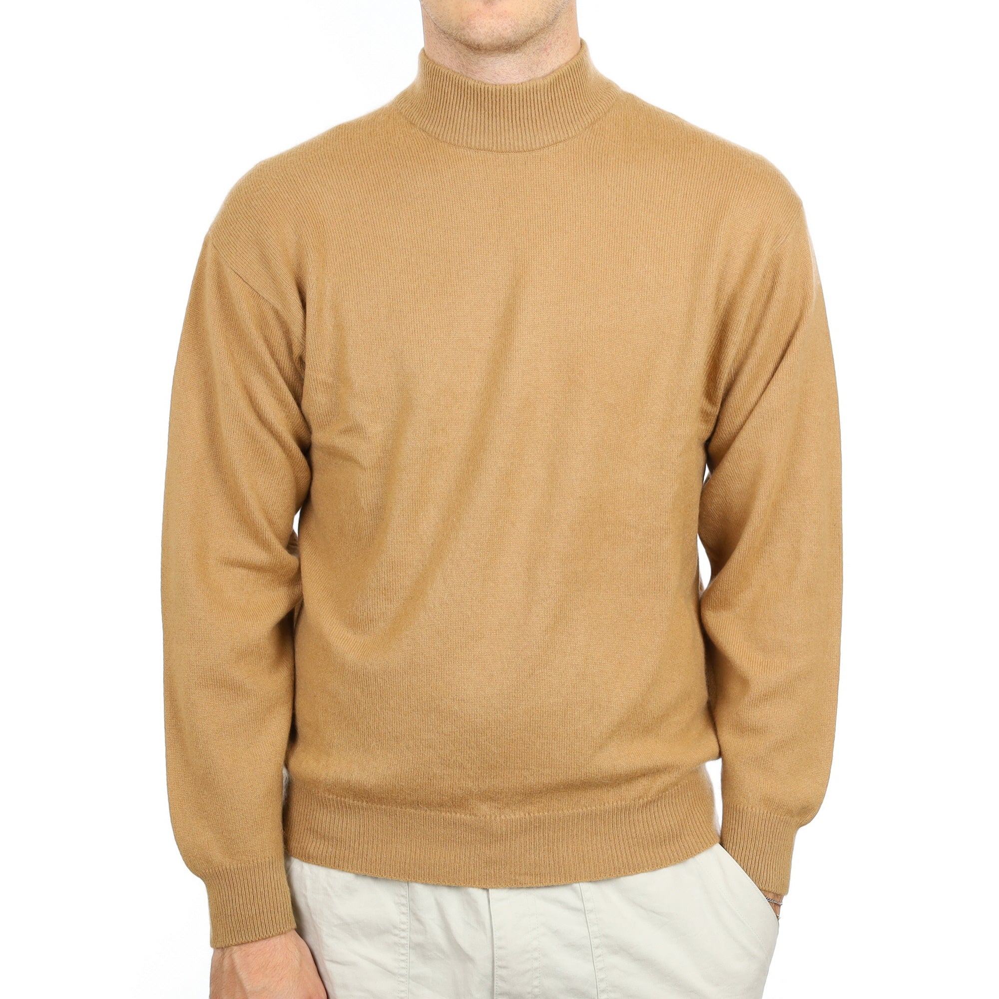 Men's Caramel Brown Cashmere Turtle Neck Jumper Large