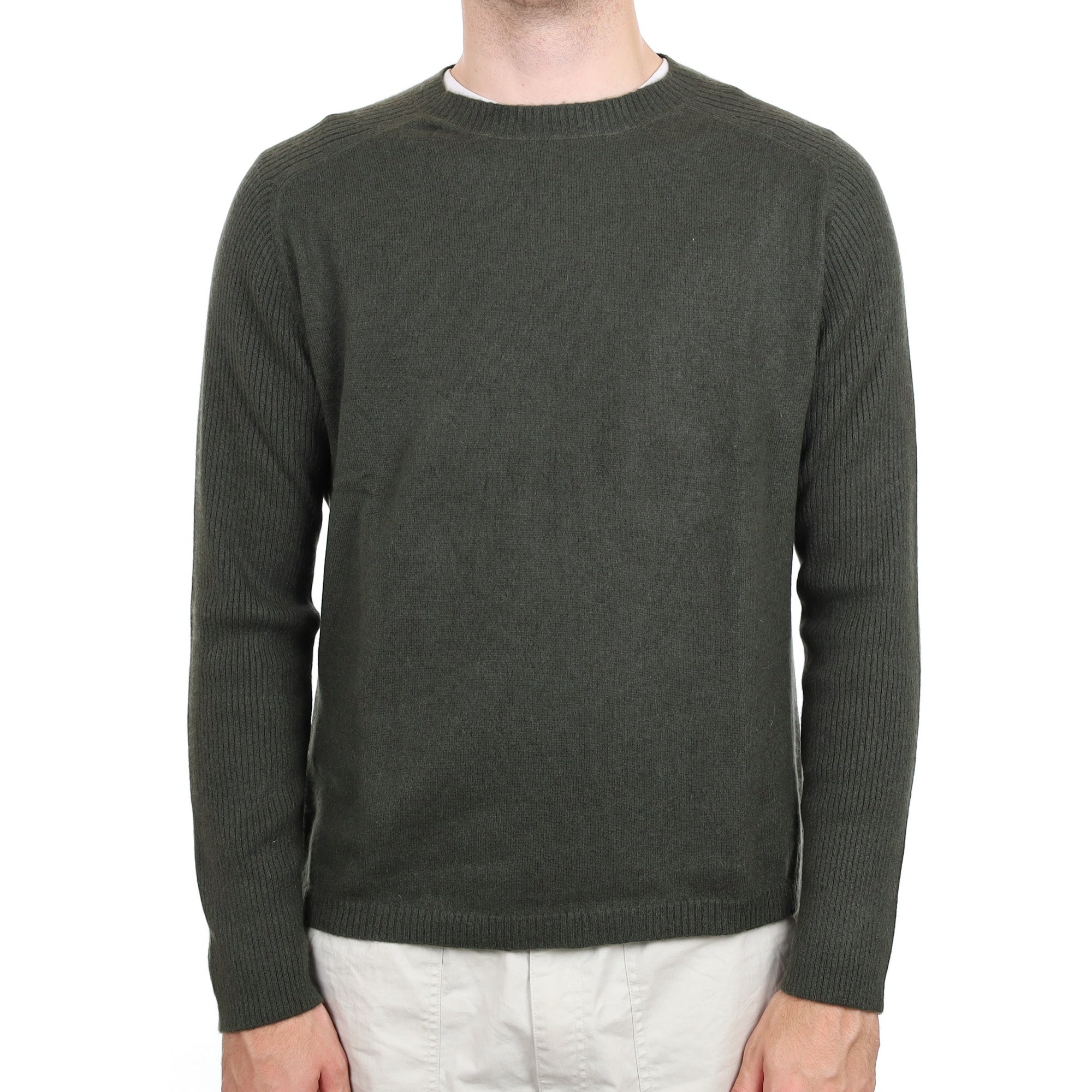 Men's Moss Green Cashmere Crew Neck Jumper Large