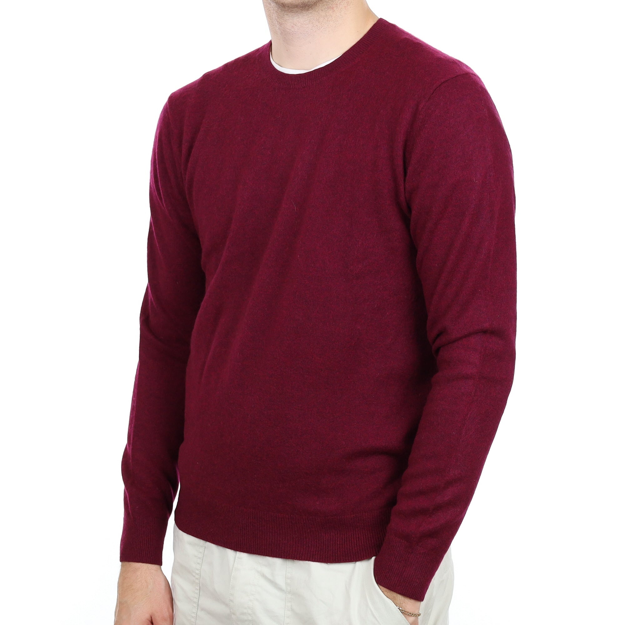 Men's Mulberry Purple Cashmere Crew Neck Jumper Large