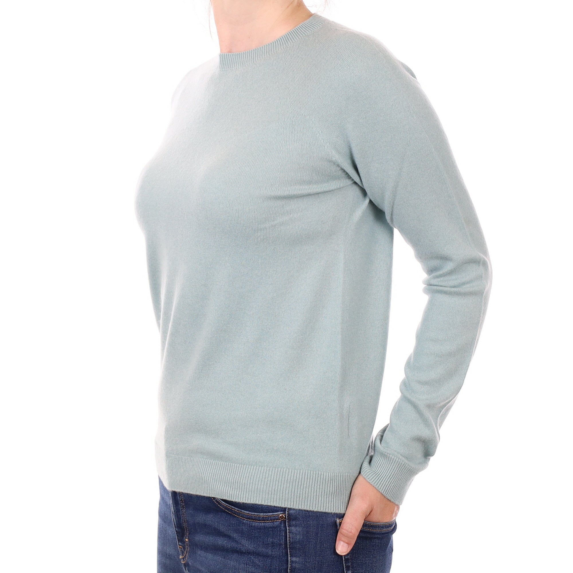 Duck Egg Cashmere Crew Neck Jumper Small