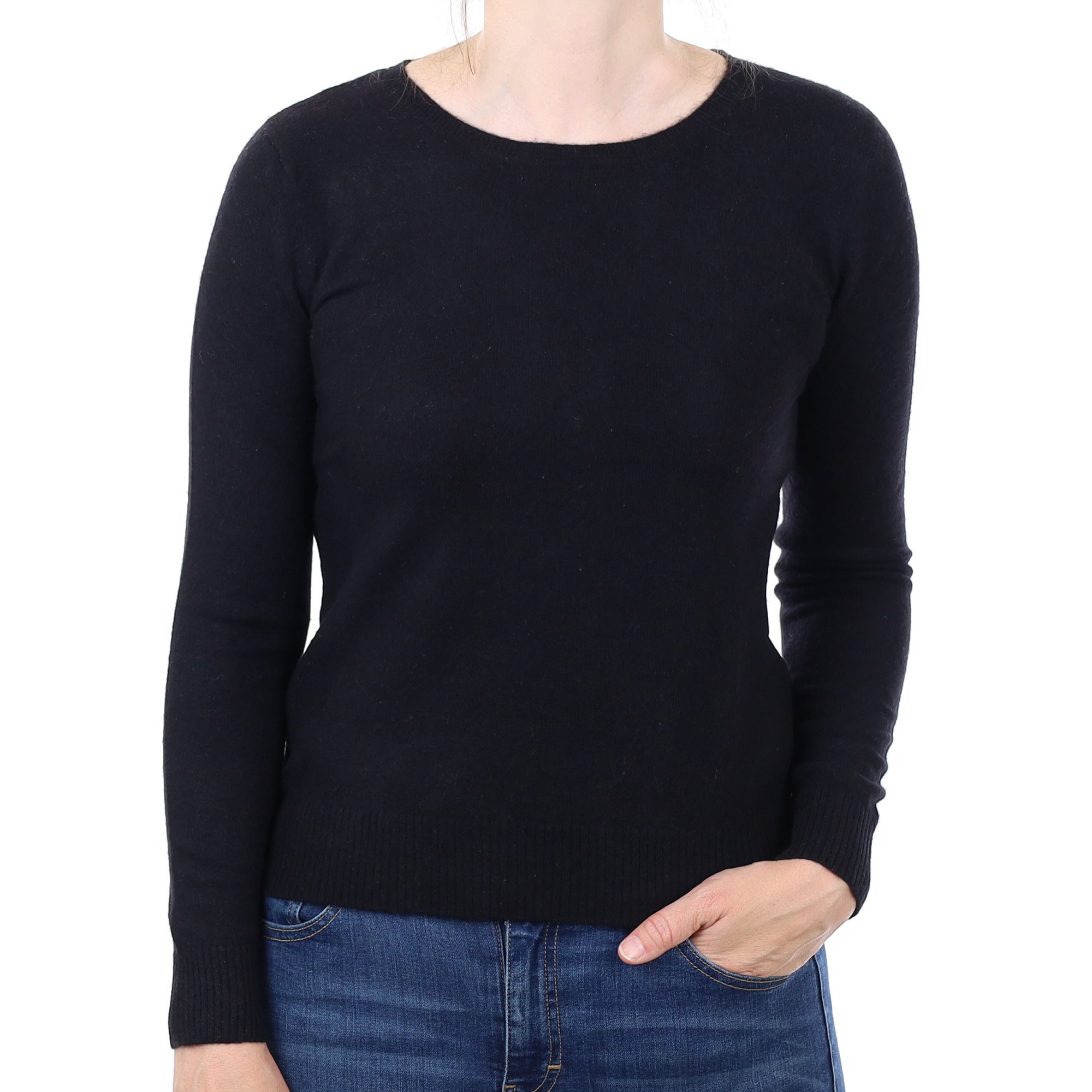 Black Cashmere Crew Neck Jumper Small