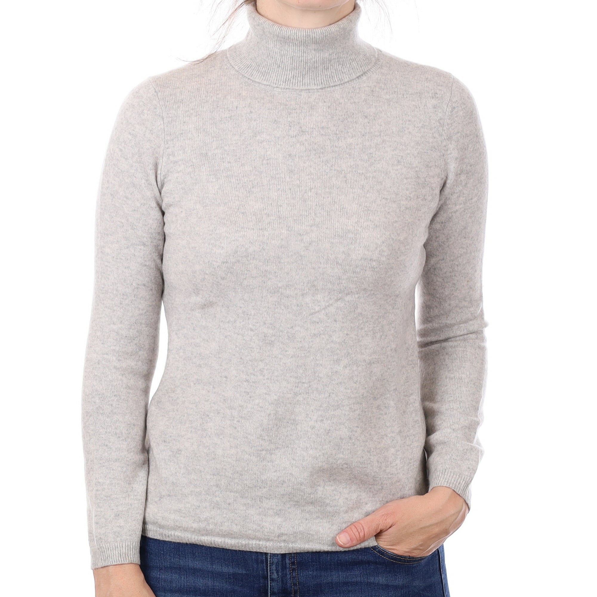 Smoke Grey Cashmere Polo Neck Jumper Small