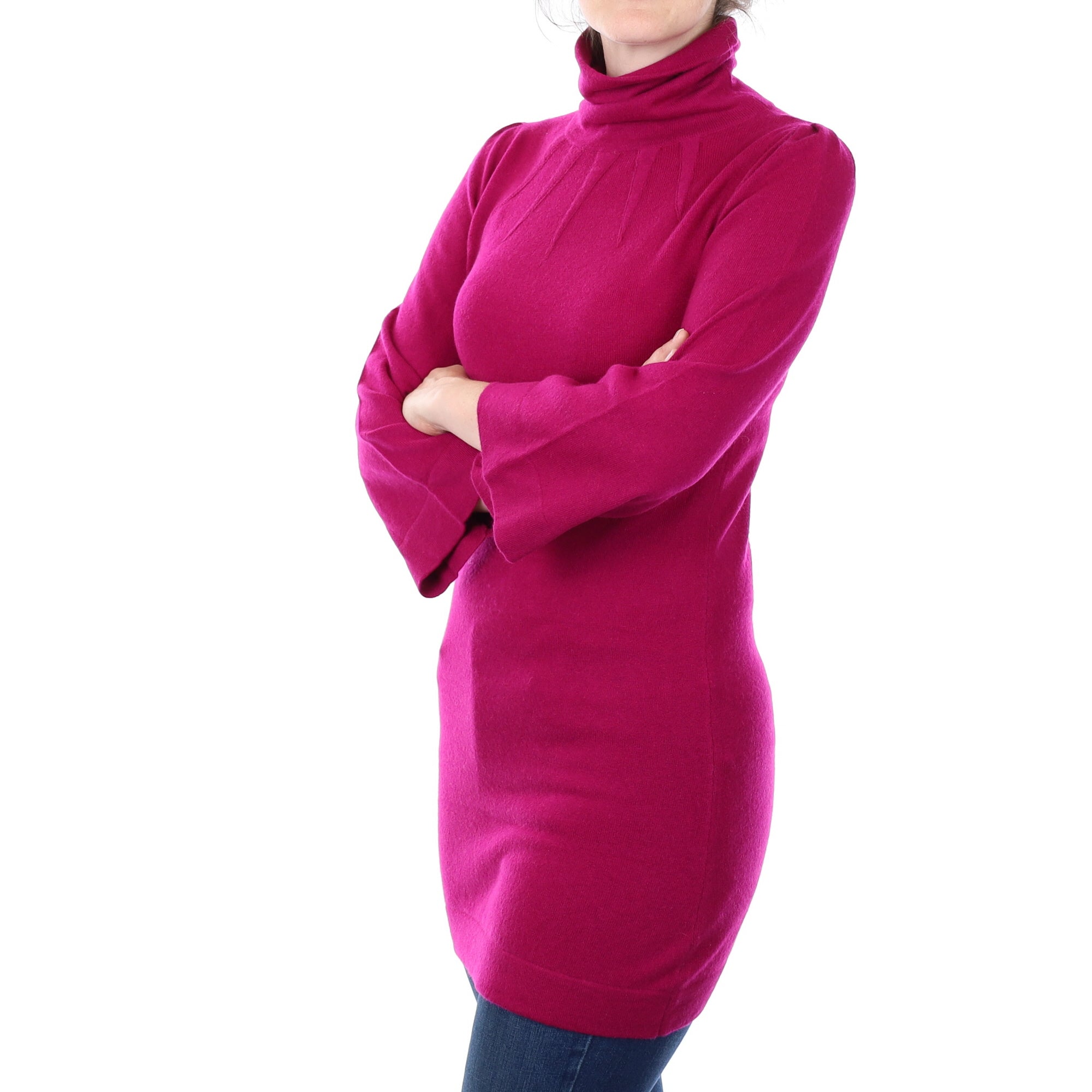 Diane von Furstenberg Magenta Cashmere Polo Neck Tunic Small