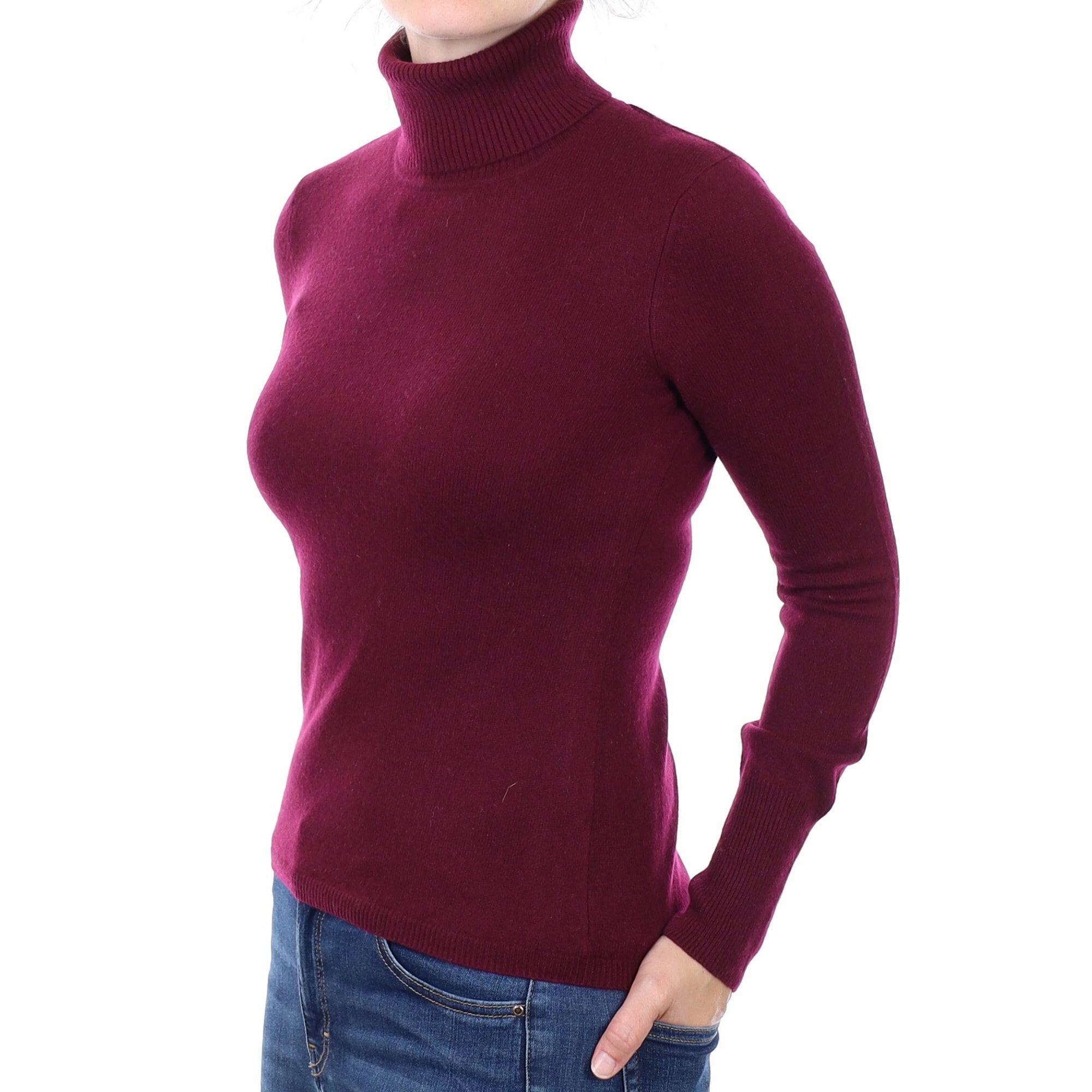 Mulberry Purple Cashmere Polo Neck Jumper Small
