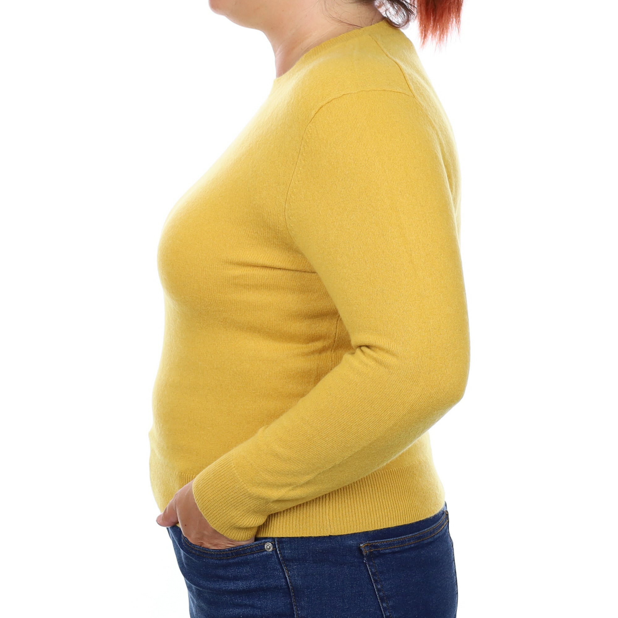 Mustard Yellow Cashmere Crew Neck Jumper Large