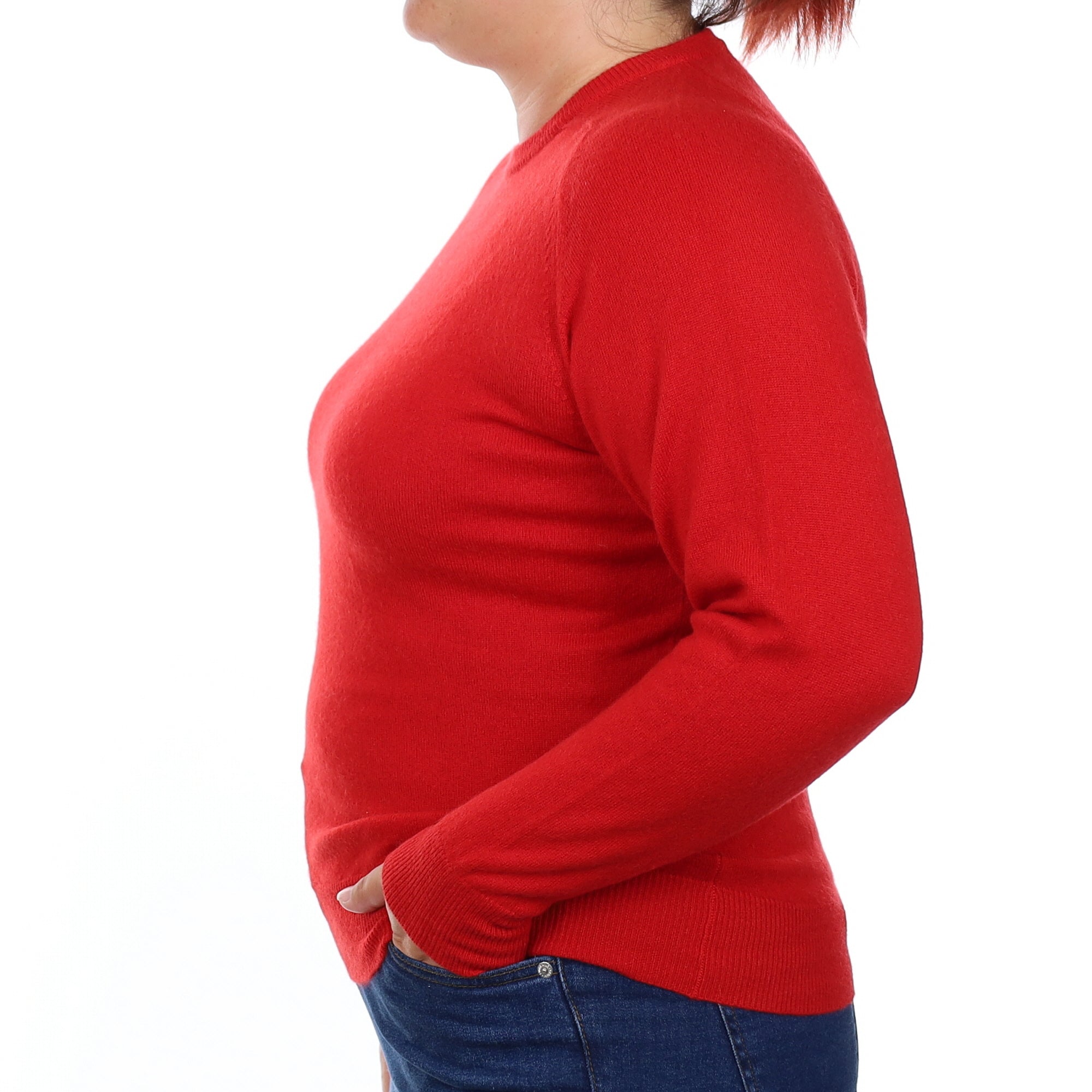 Spanish Red Cashmere Crew Neck Jumper Large