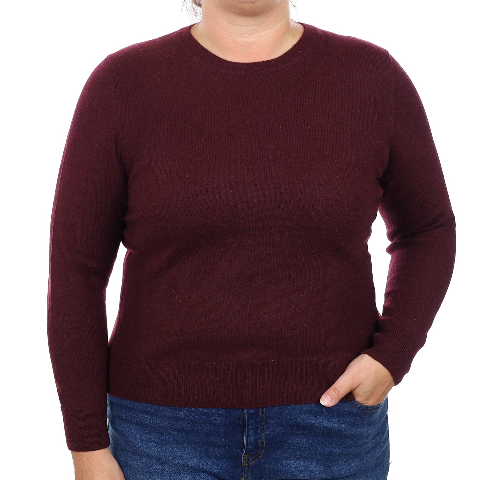 Port Red Cashmere Crew Neck Jumper Large