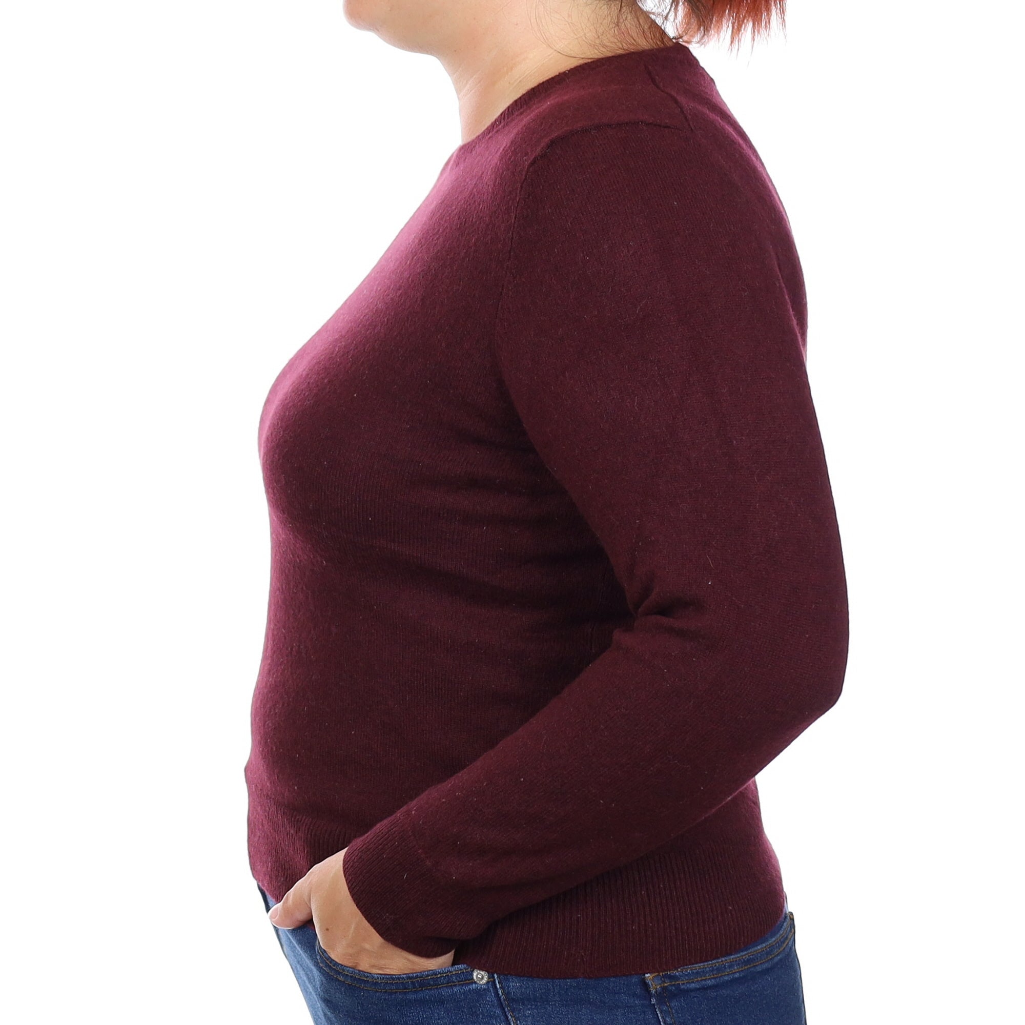 Port Red Cashmere Crew Neck Jumper Large