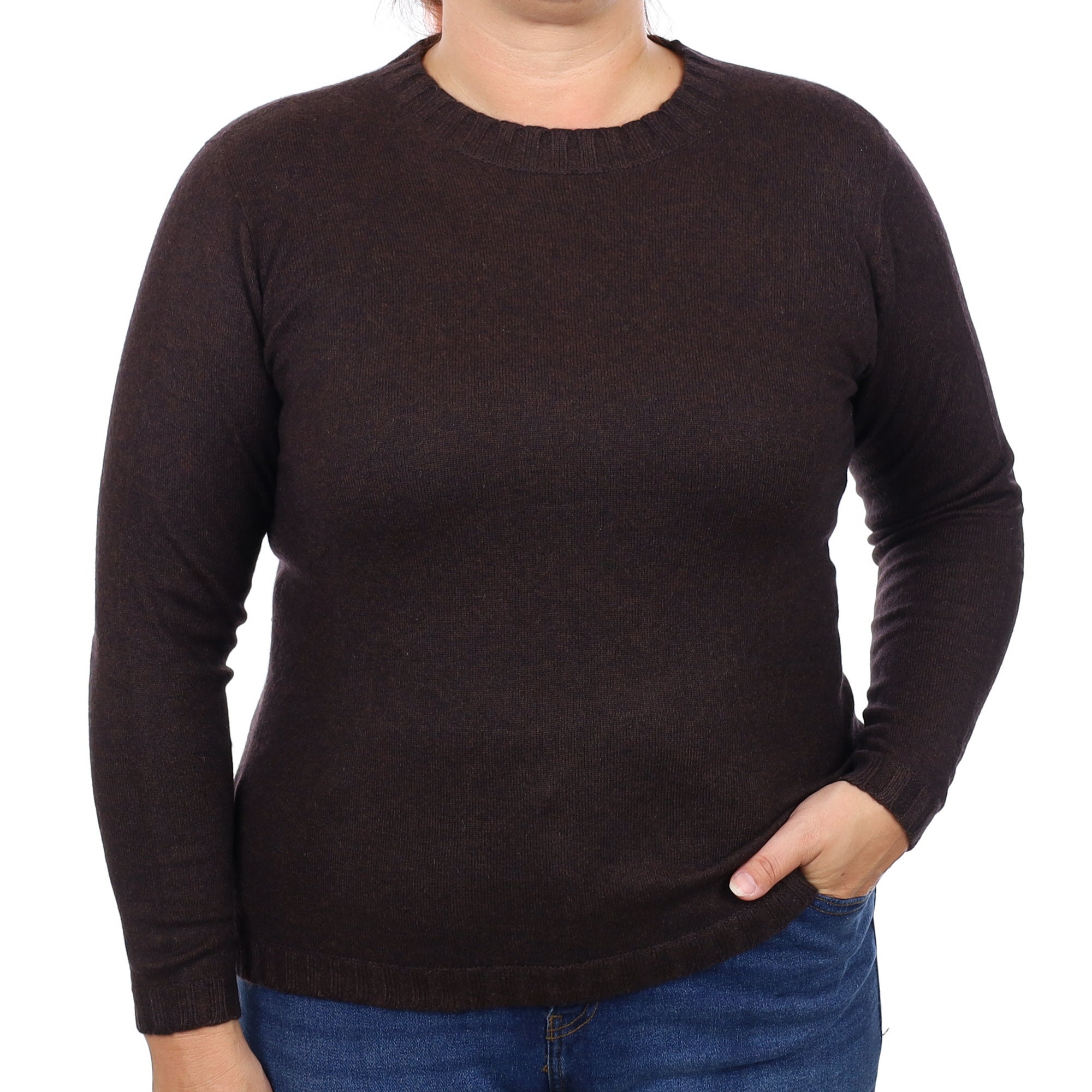 Bitter Chocolate Brown Cashmere Crew Neck Jumper Large
