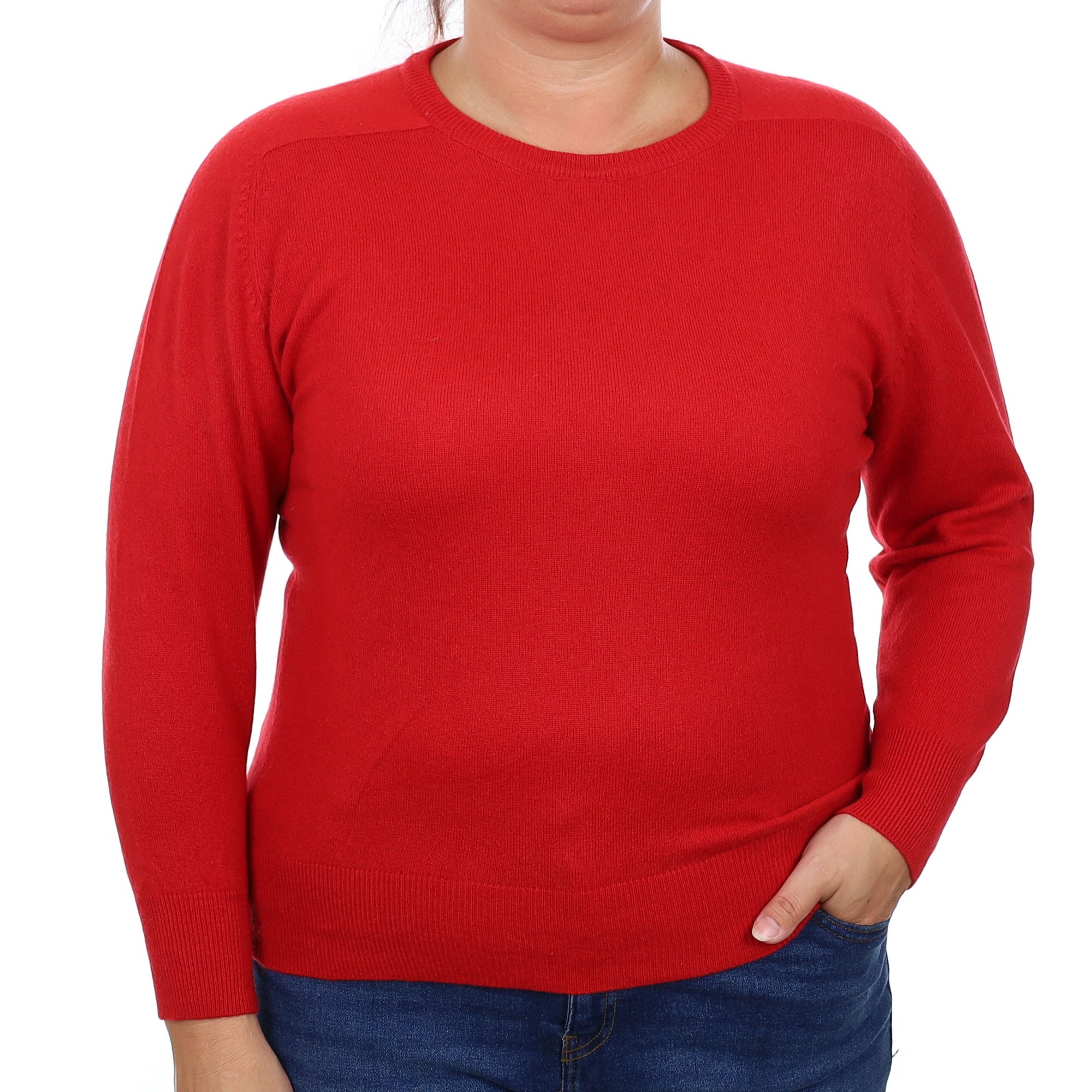 Spanish Red Cashmere Crew Neck Jumper Large