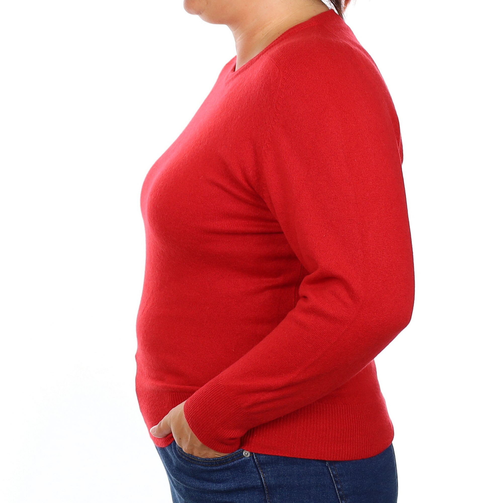Spanish Red Cashmere Crew Neck Jumper Large