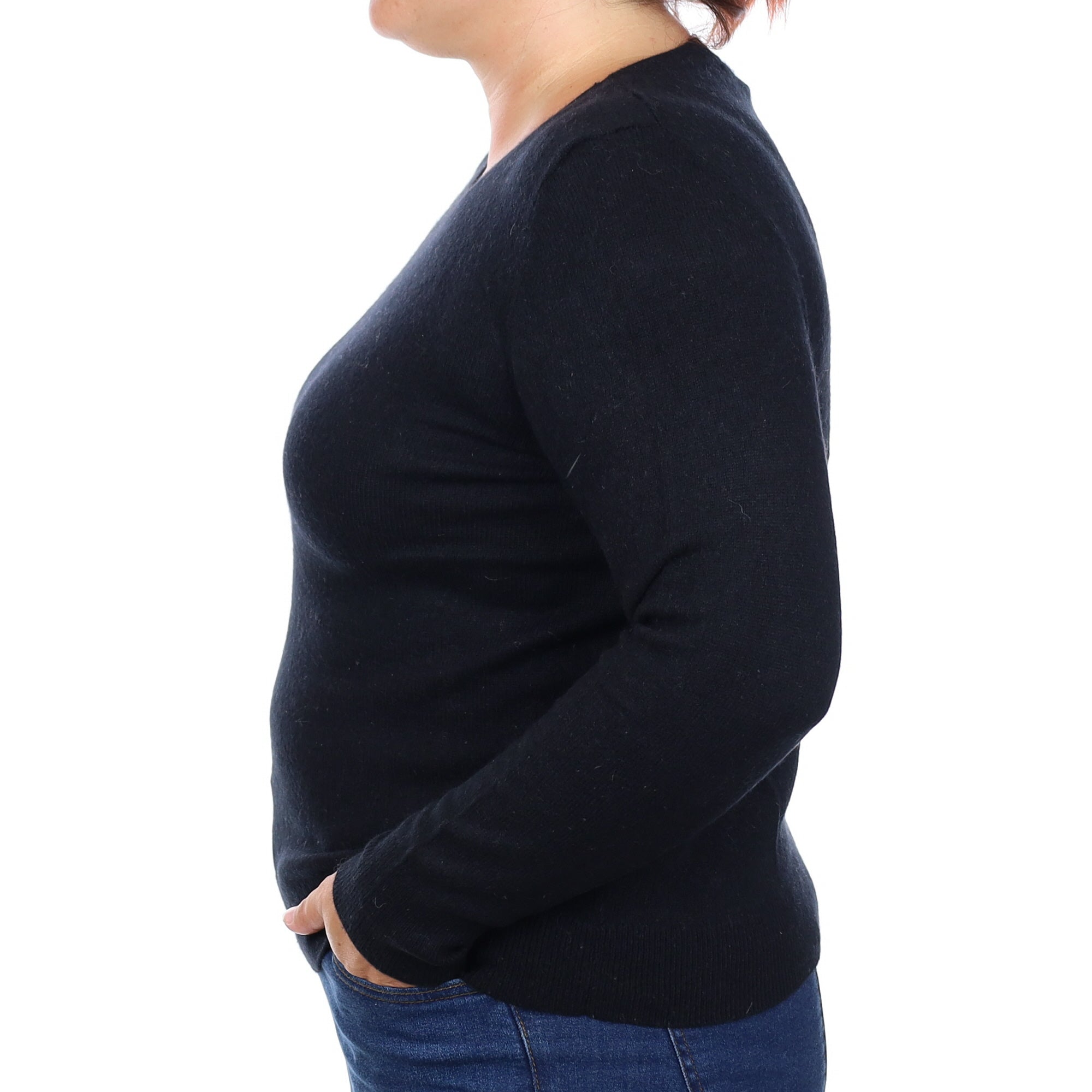 Black Cashmere Crew Neck Jumper Large