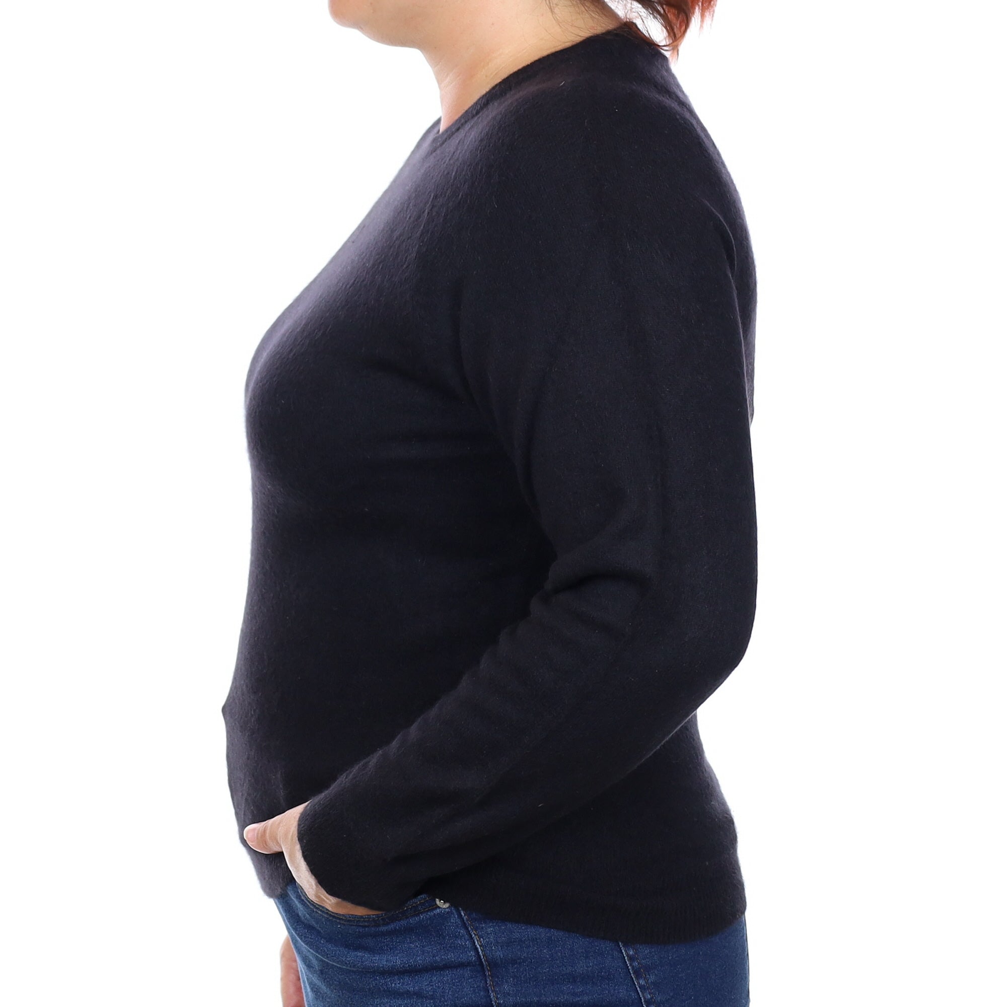 Black Cashmere Crew Neck Jumper Large