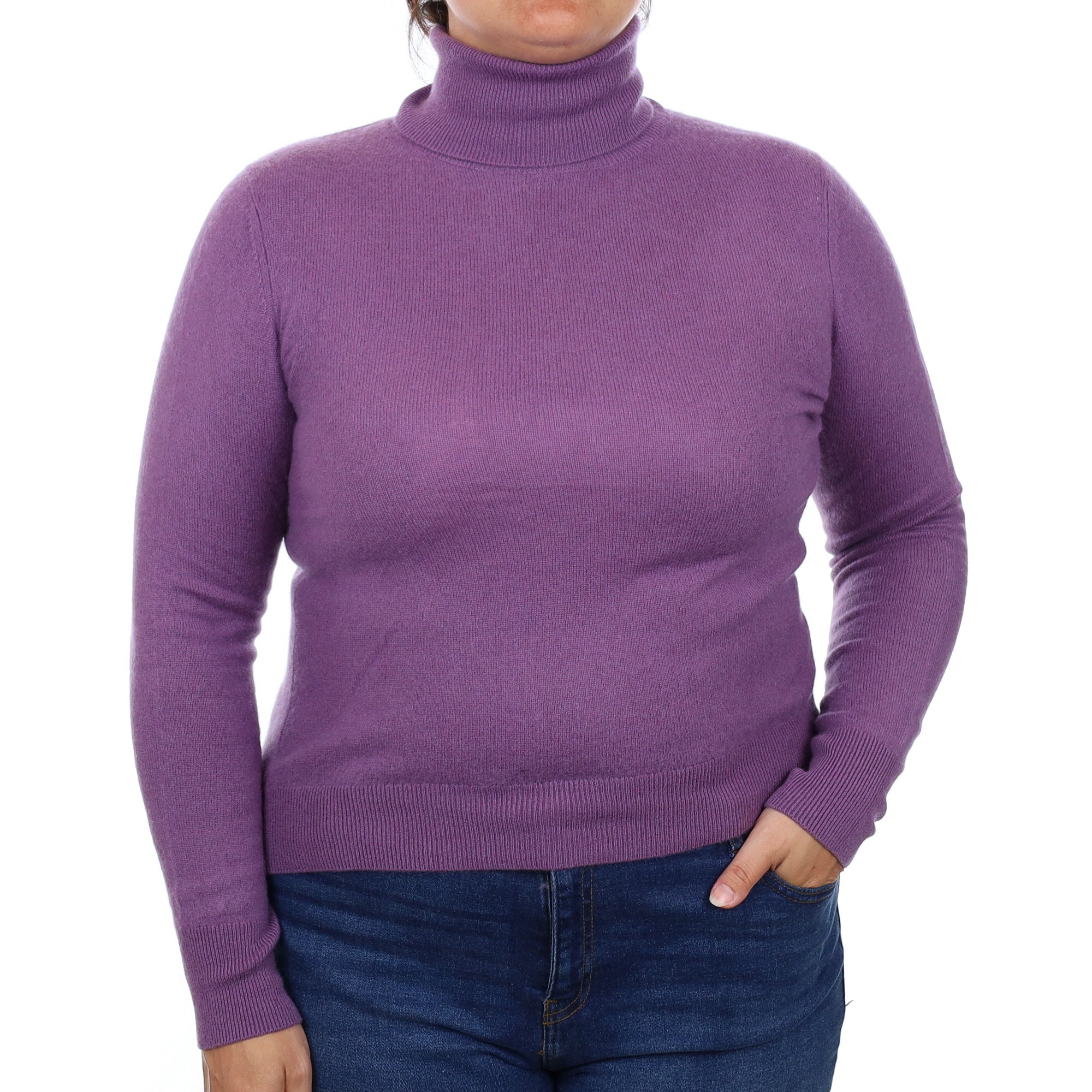 Dusky Purple Cashmere Polo Neck Jumper Large