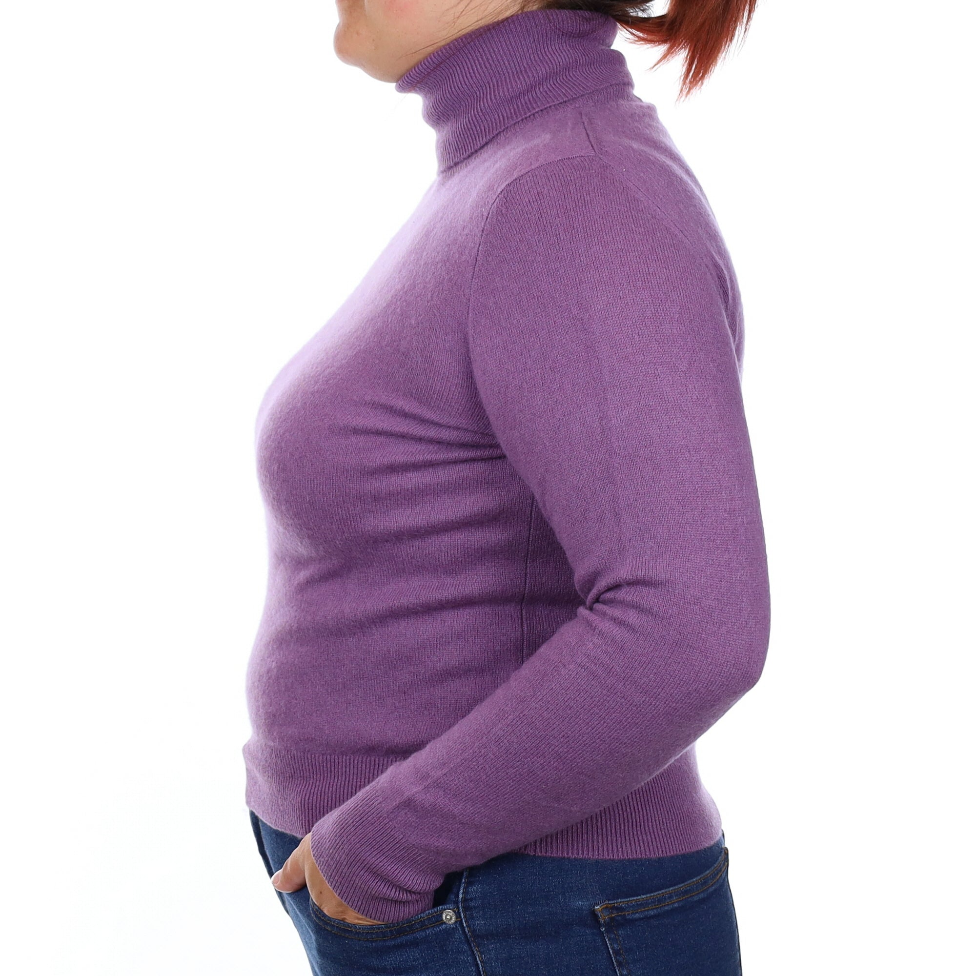 Dusky Purple Cashmere Polo Neck Jumper Large