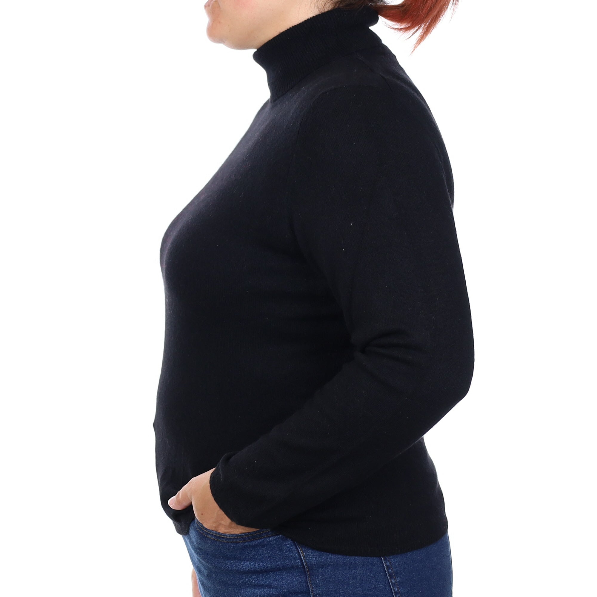 Black Cashmere Polo Neck Jumper Large