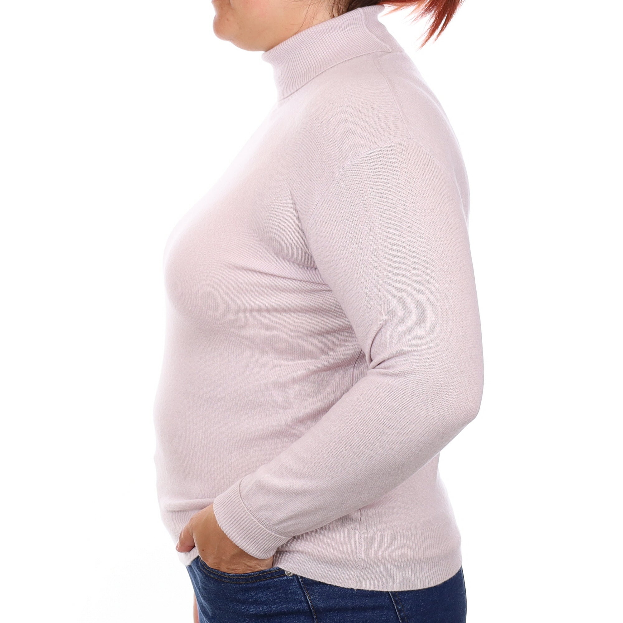 Palest Purple Cashmere Polo Neck Jumper Large