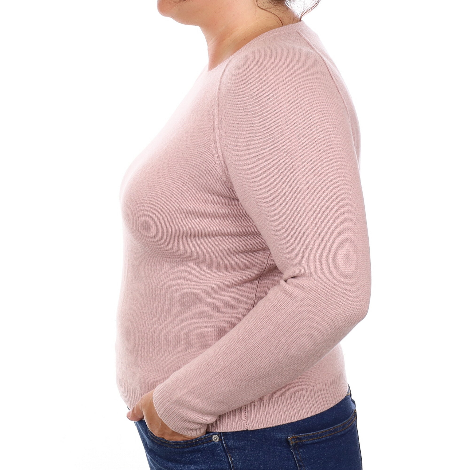 Pale Heather Heavy knit Cashmere Crew Neck Jumper Large