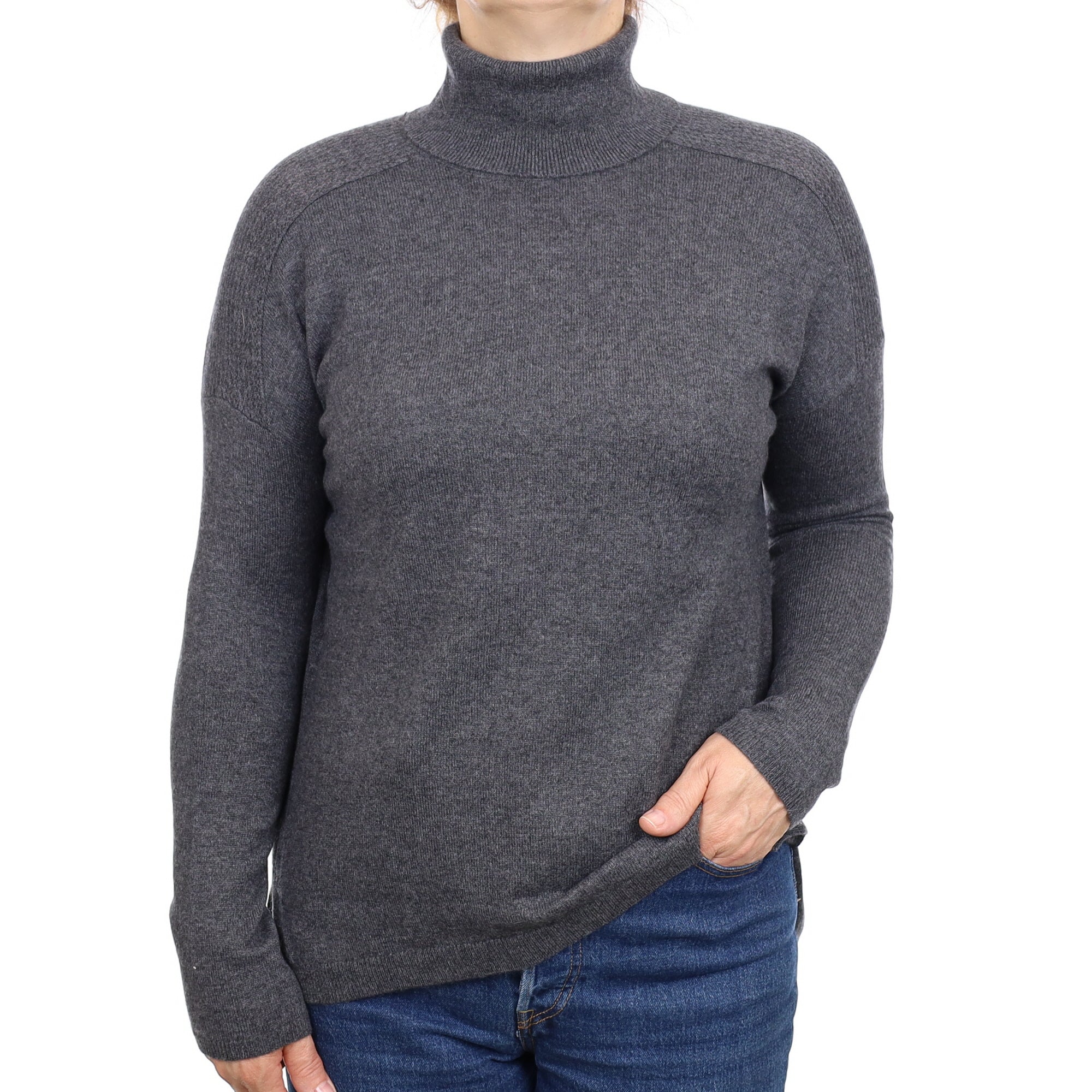 Slate Grey Cashmere Polo Jumper Medium