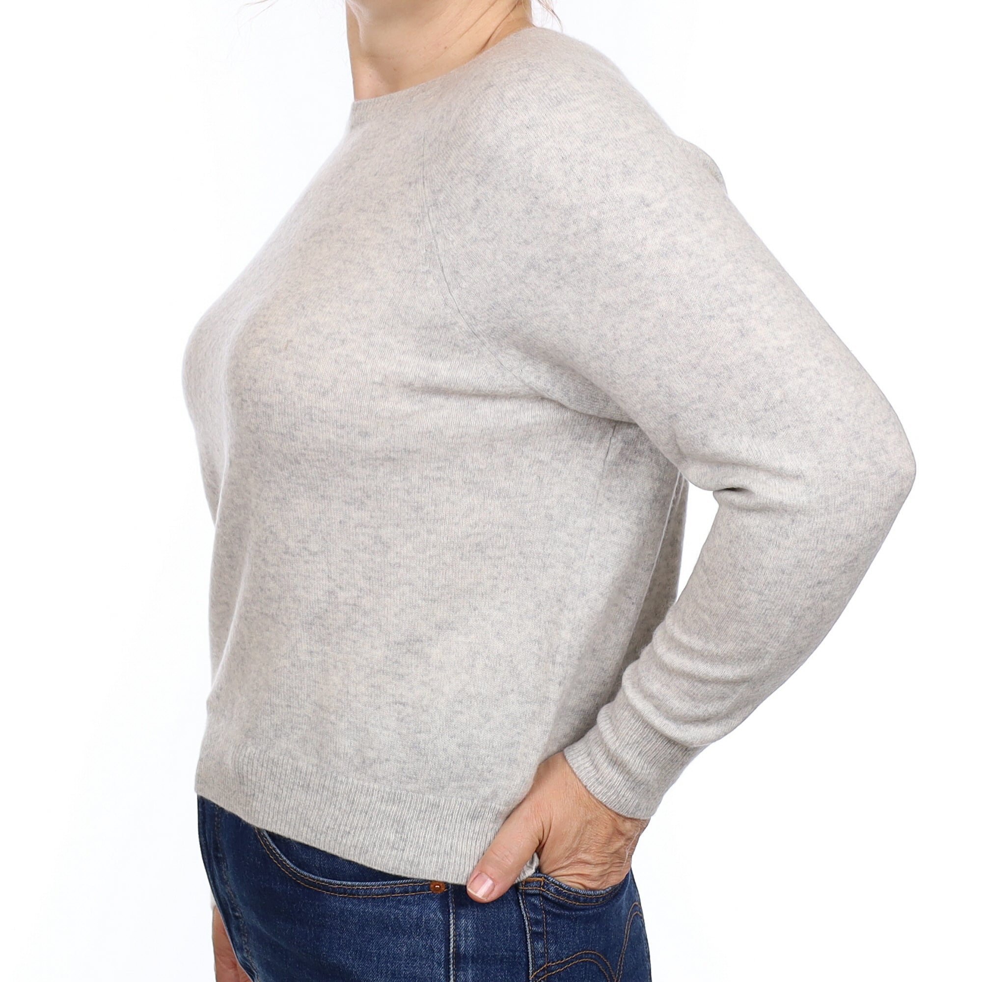 Mist Grey Cashmere Crew Neck Jumper Medium