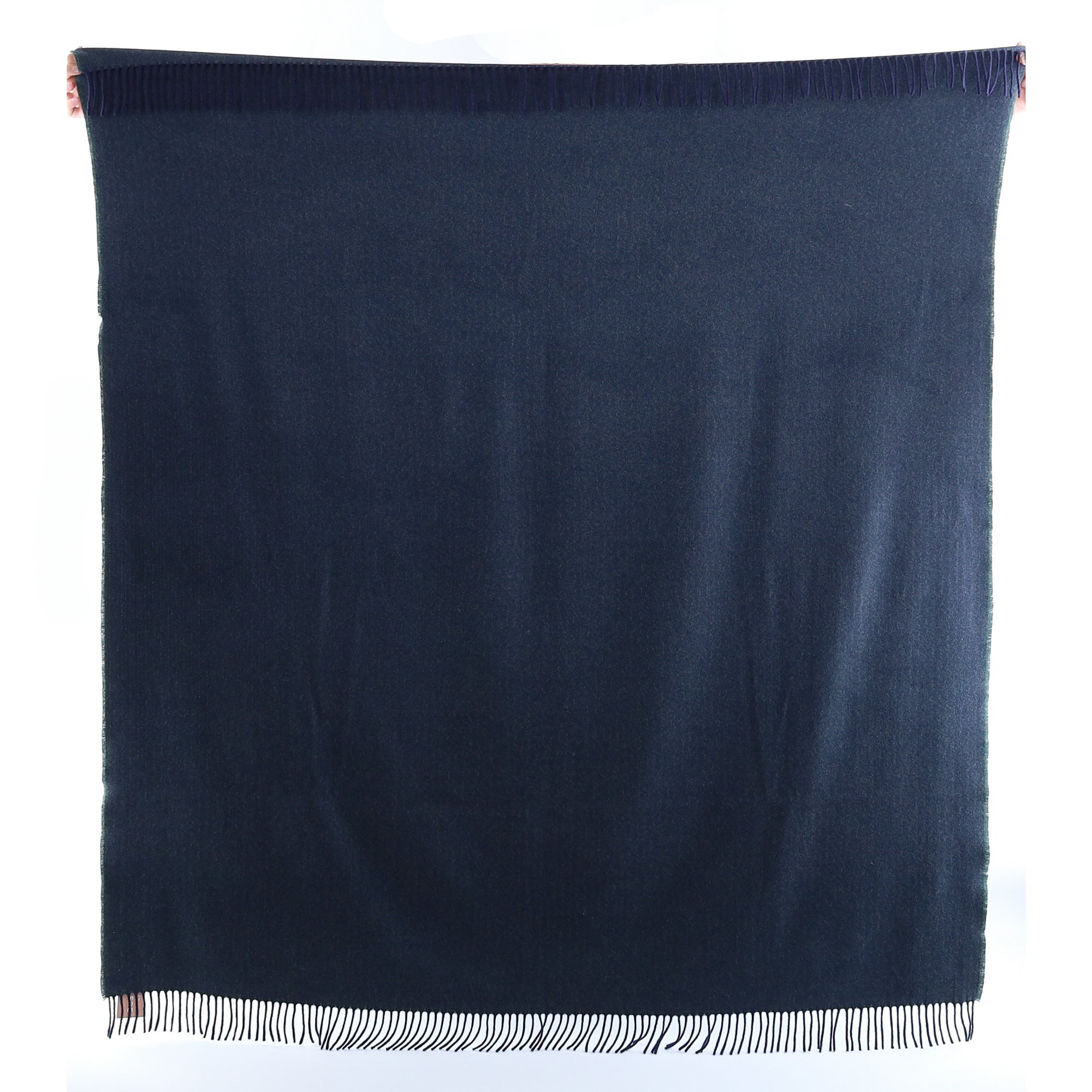 Brand New English Forest Green and Navy Marl Luxury Woven Cashmere Blanket
