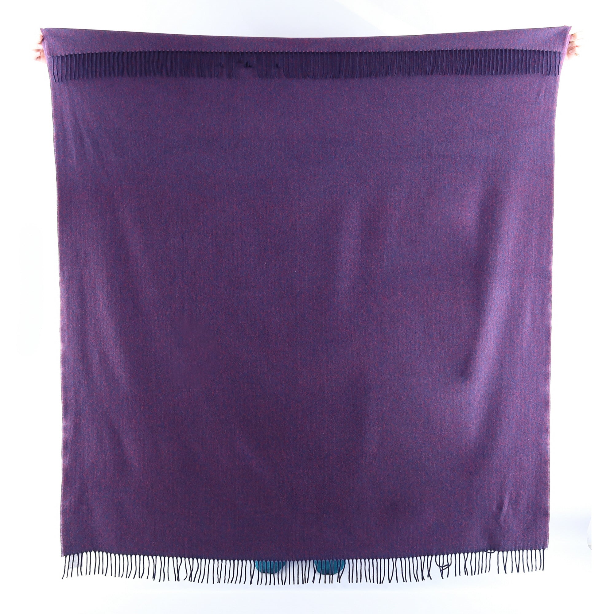 Brand New English Rose Pink and Navy Marl Luxury Woven Cashmere Blanket