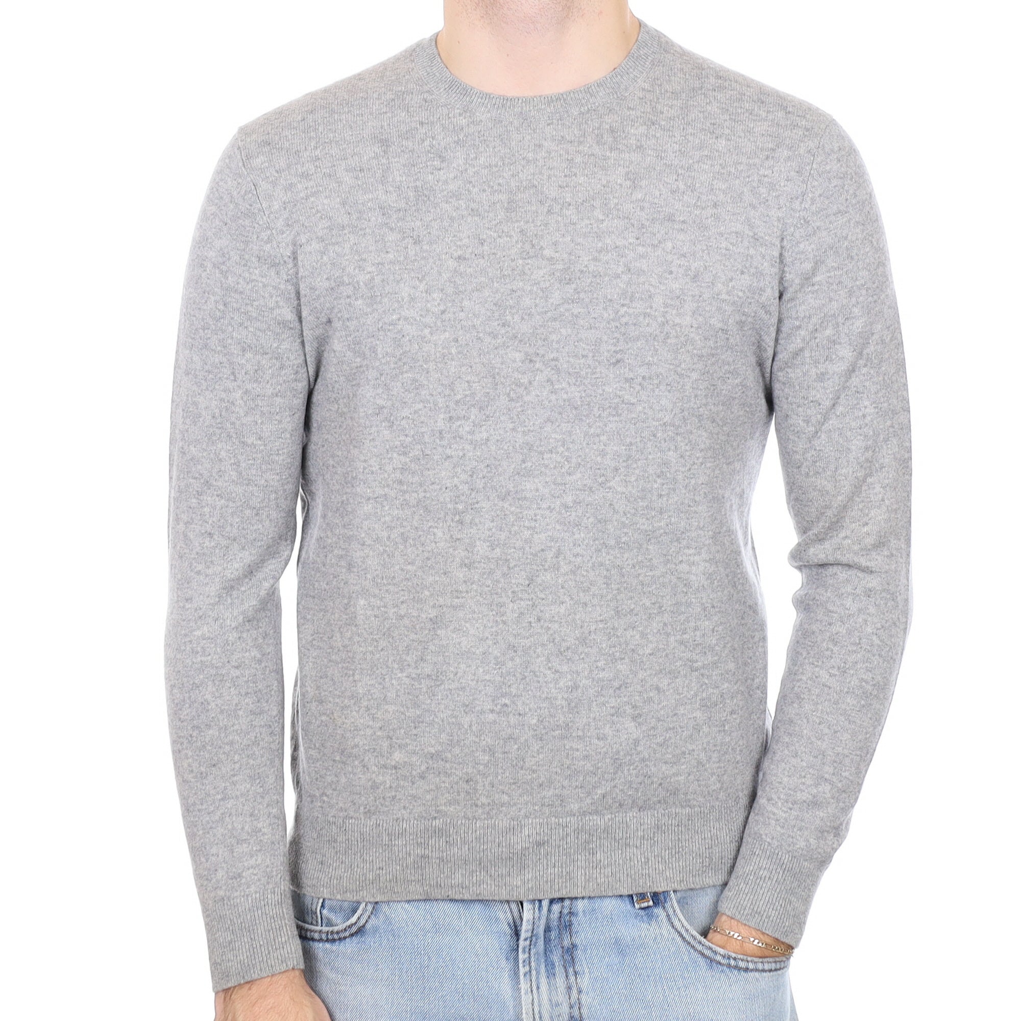 Men's Smoke Grey Cashmere Crew Neck Jumper Medium