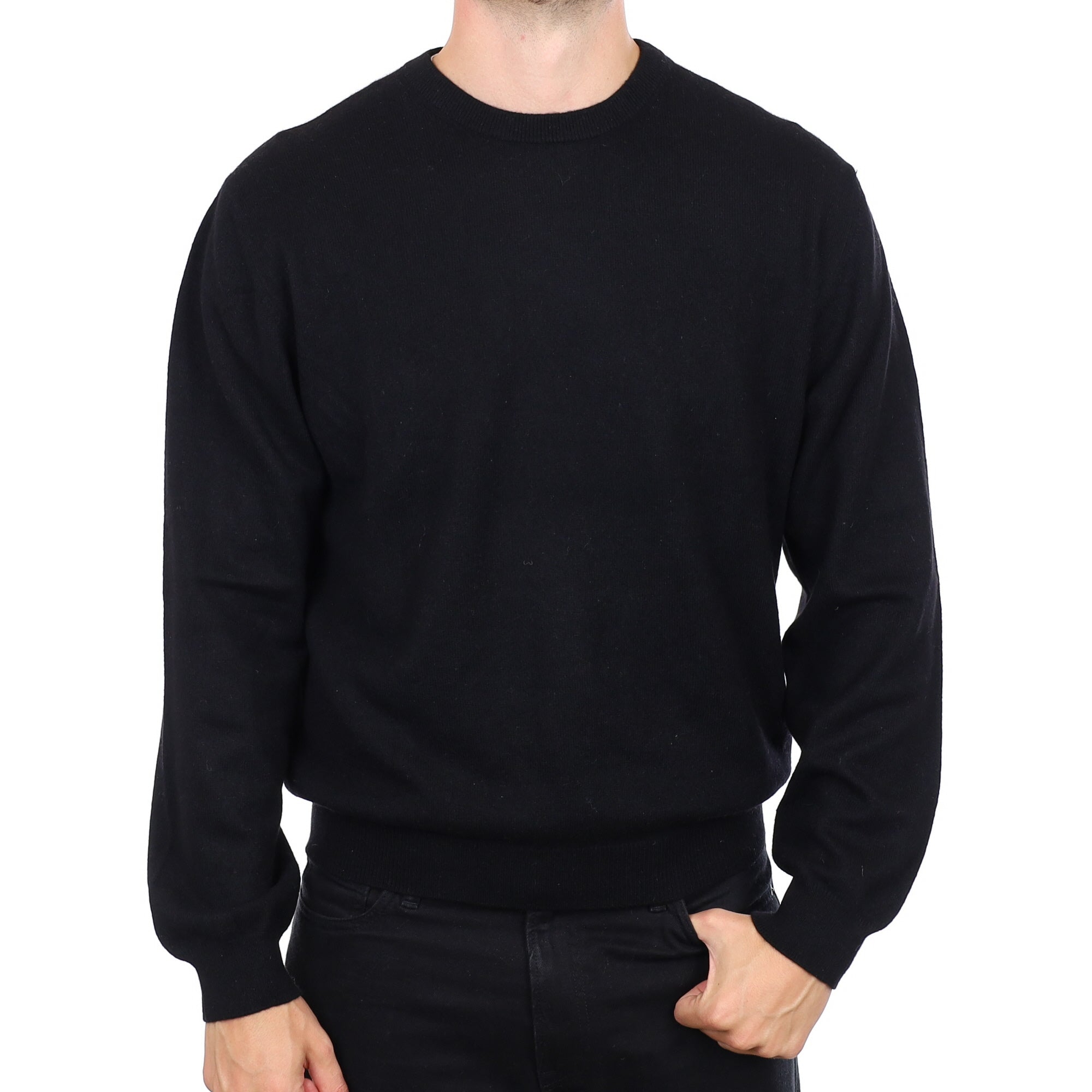Men's Black Cashmere Crew Neck Jumper XL