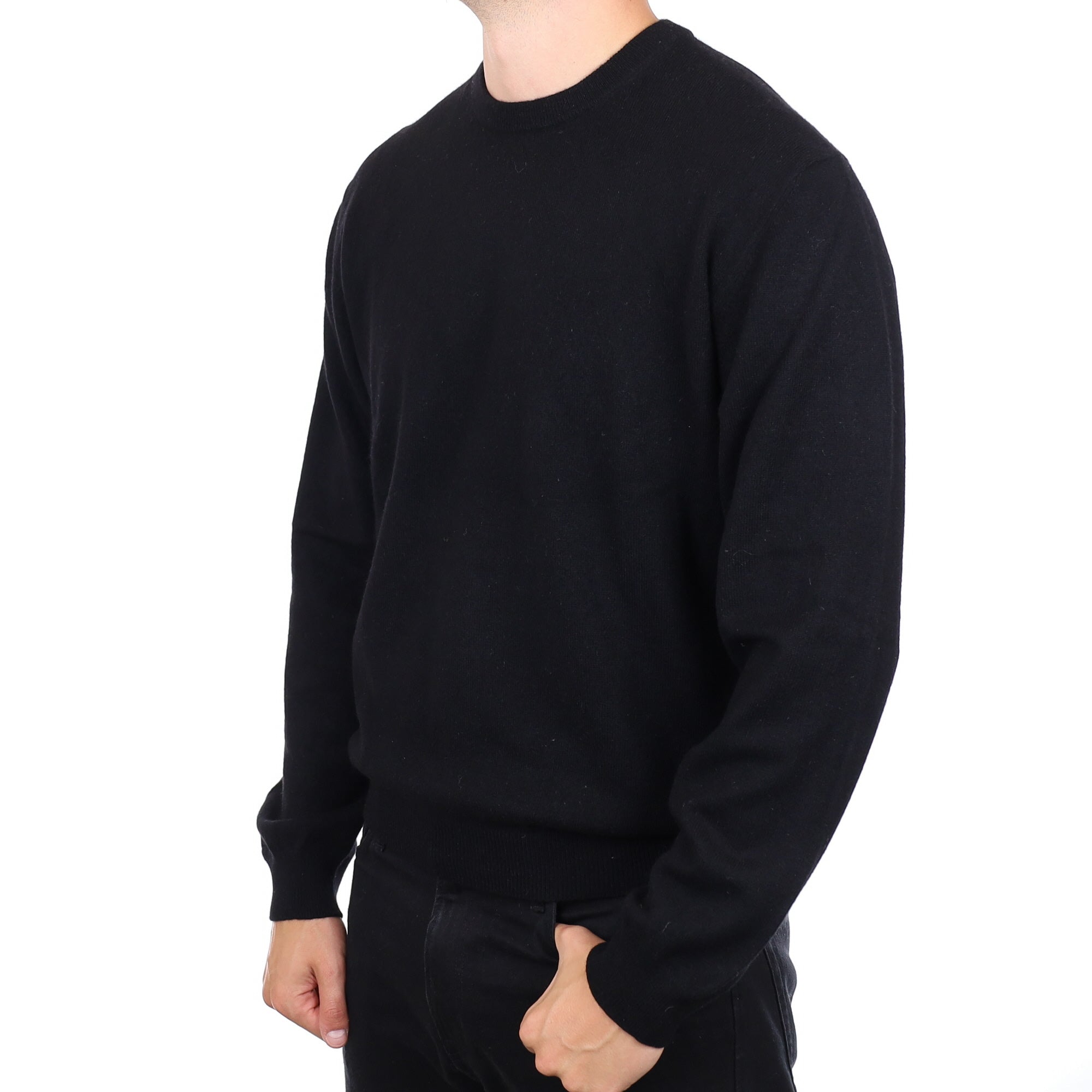 Men's Black Cashmere Crew Neck Jumper XL