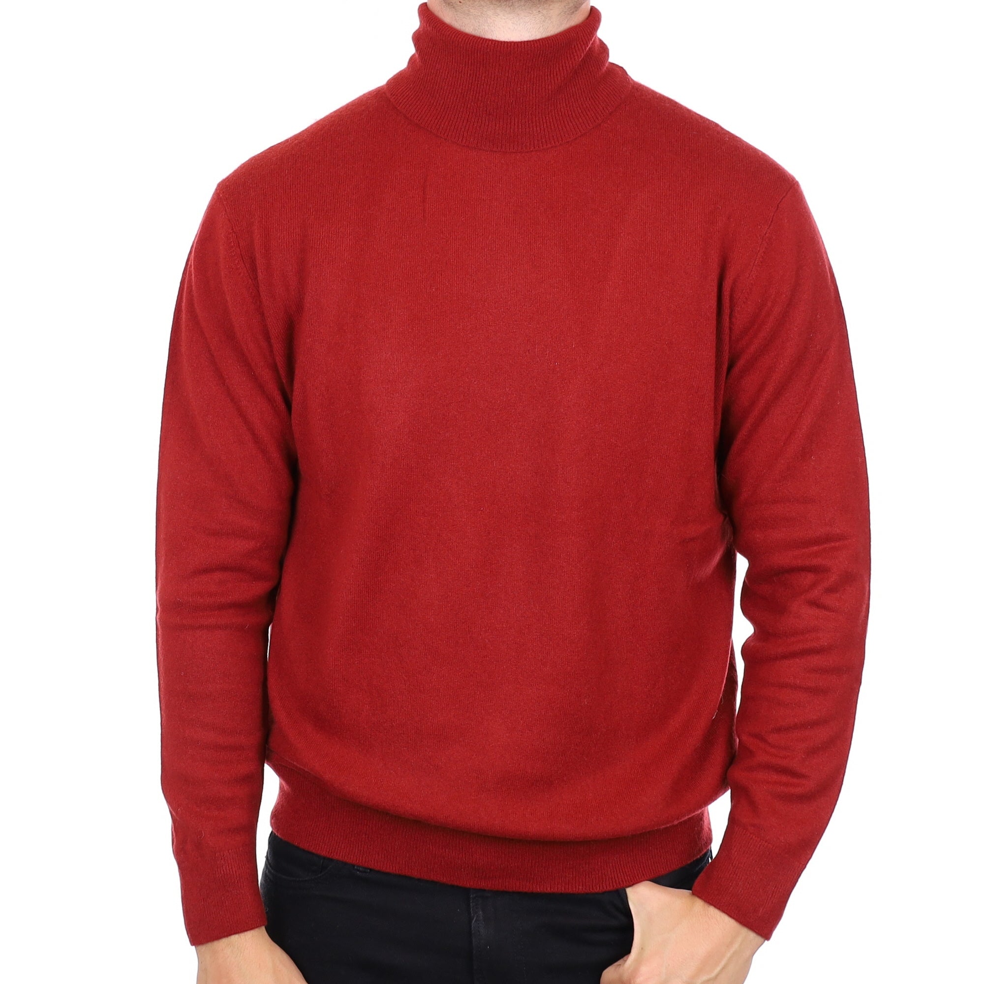 Men's Brick Red Cashmere Polo Neck Jumper XL