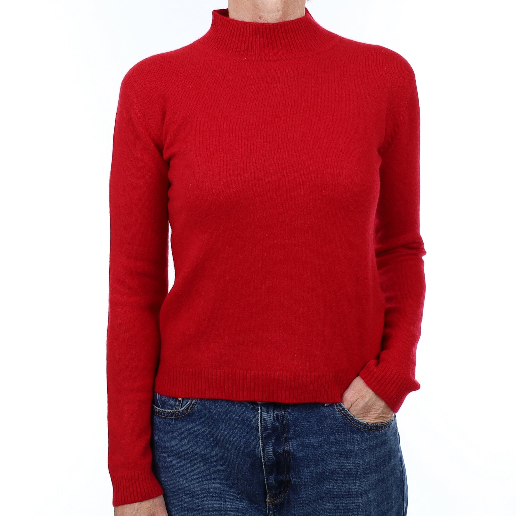 Berry Red Cashmere Turtleneck Jumper Small