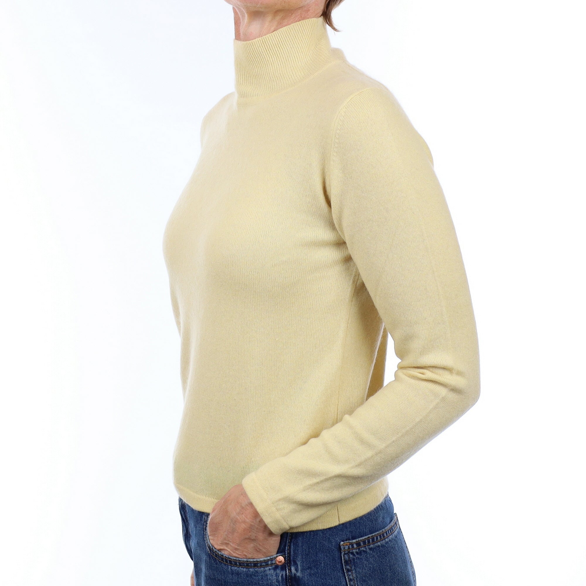 Custard Yellow Cashmere Turtleneck Jumper Small