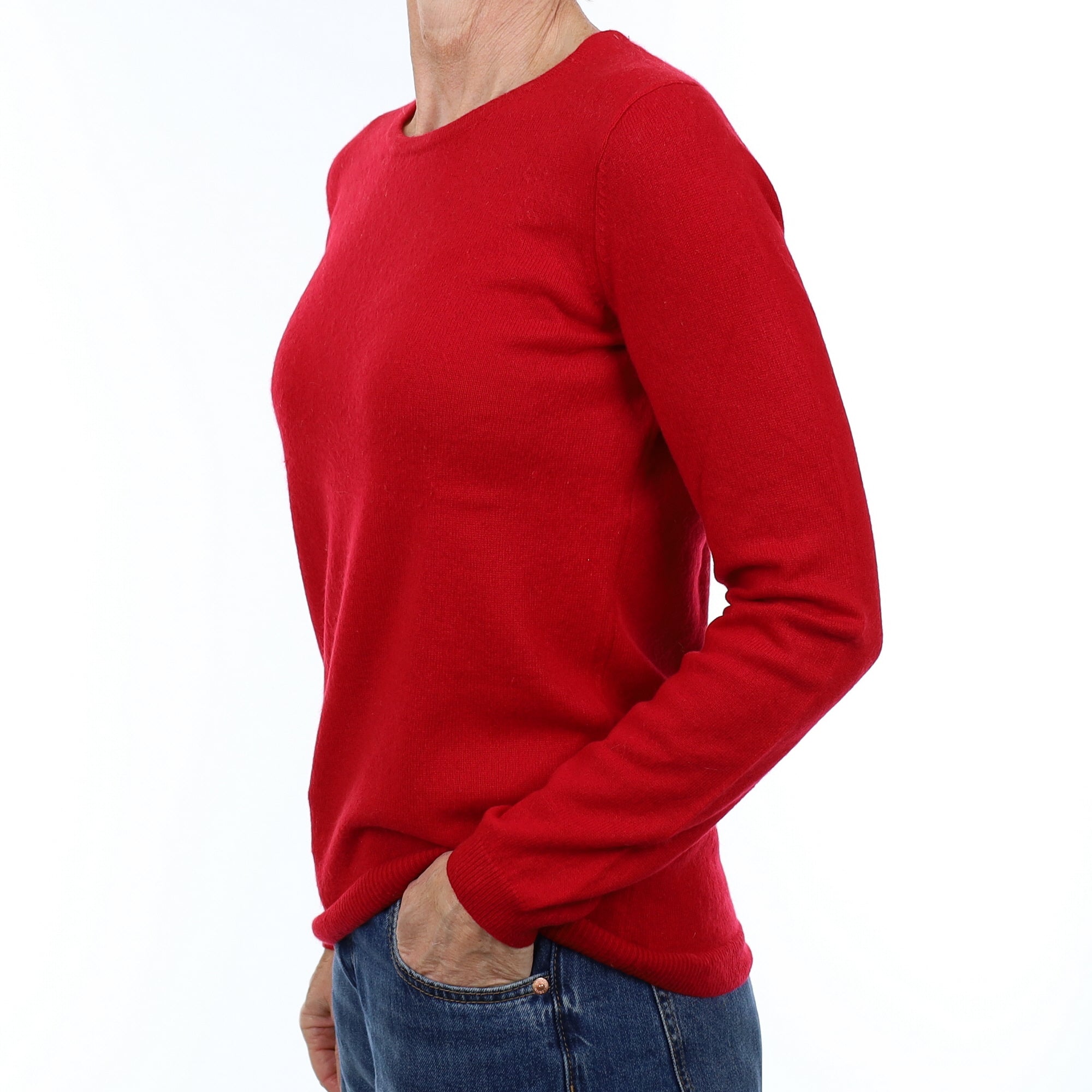 Crimson Red Cashmere Crew Neck Jumper Small