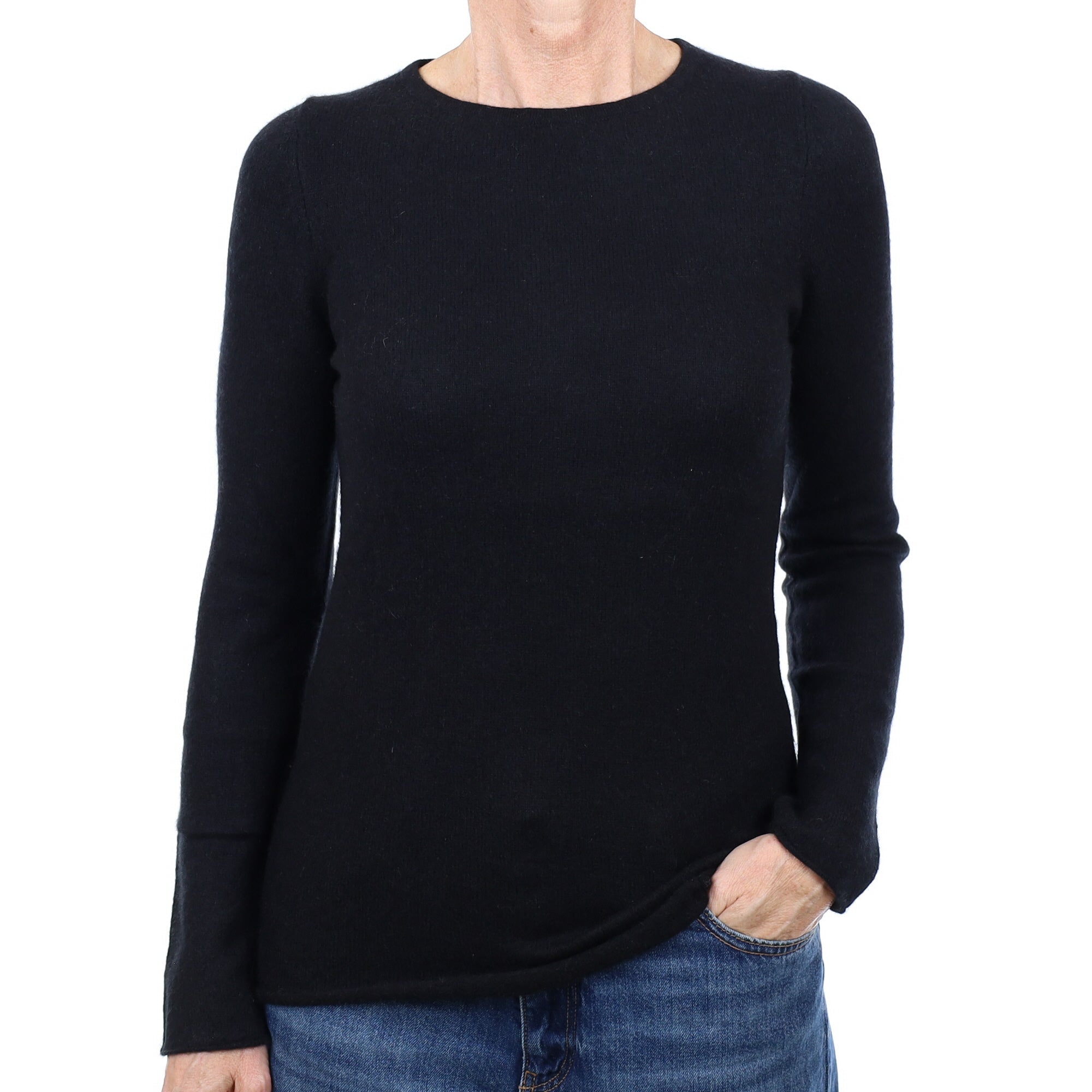 Black Cashmere Crew Neck Jumper Small