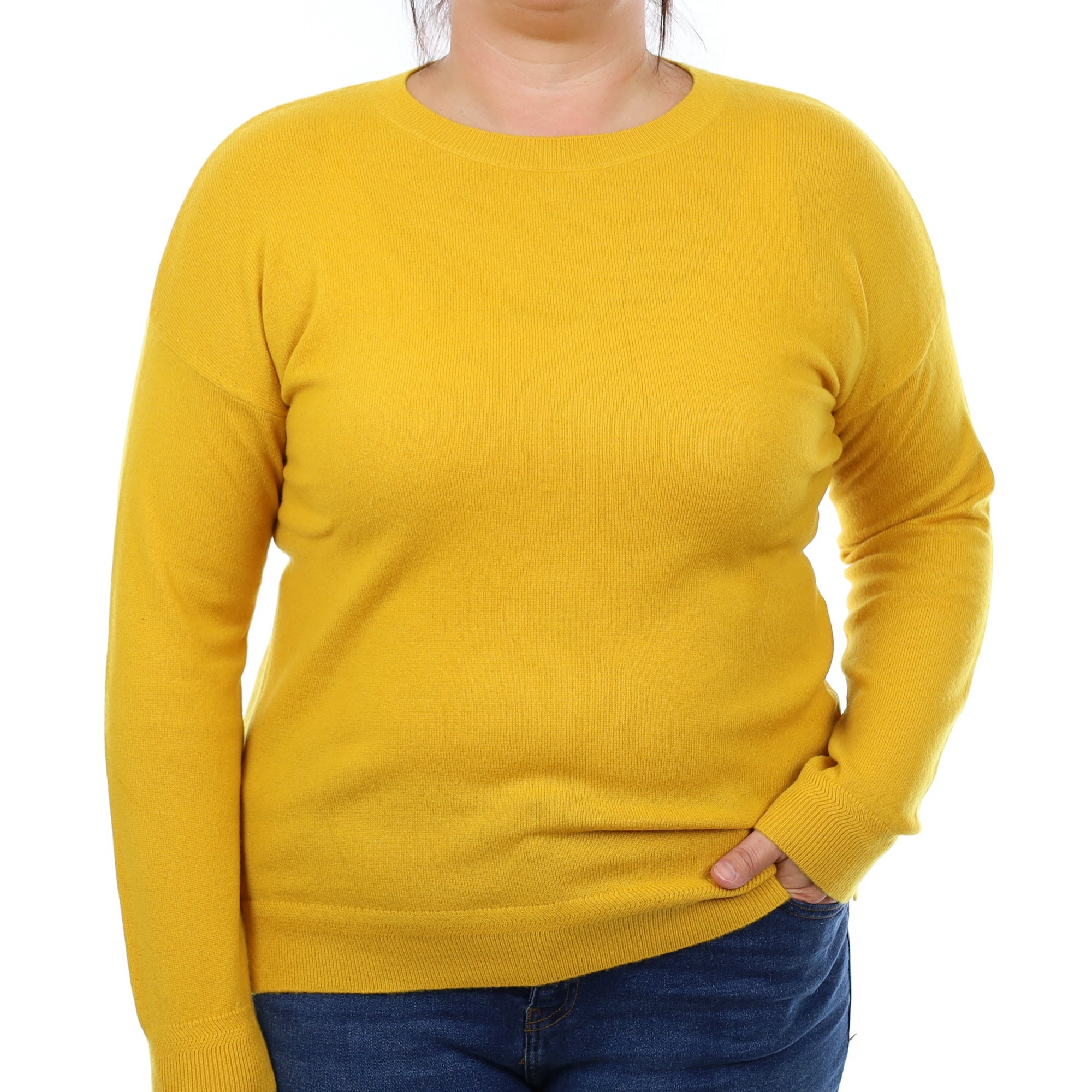 Sunflower Yellow Cashmere Crew Neck Jumper Large