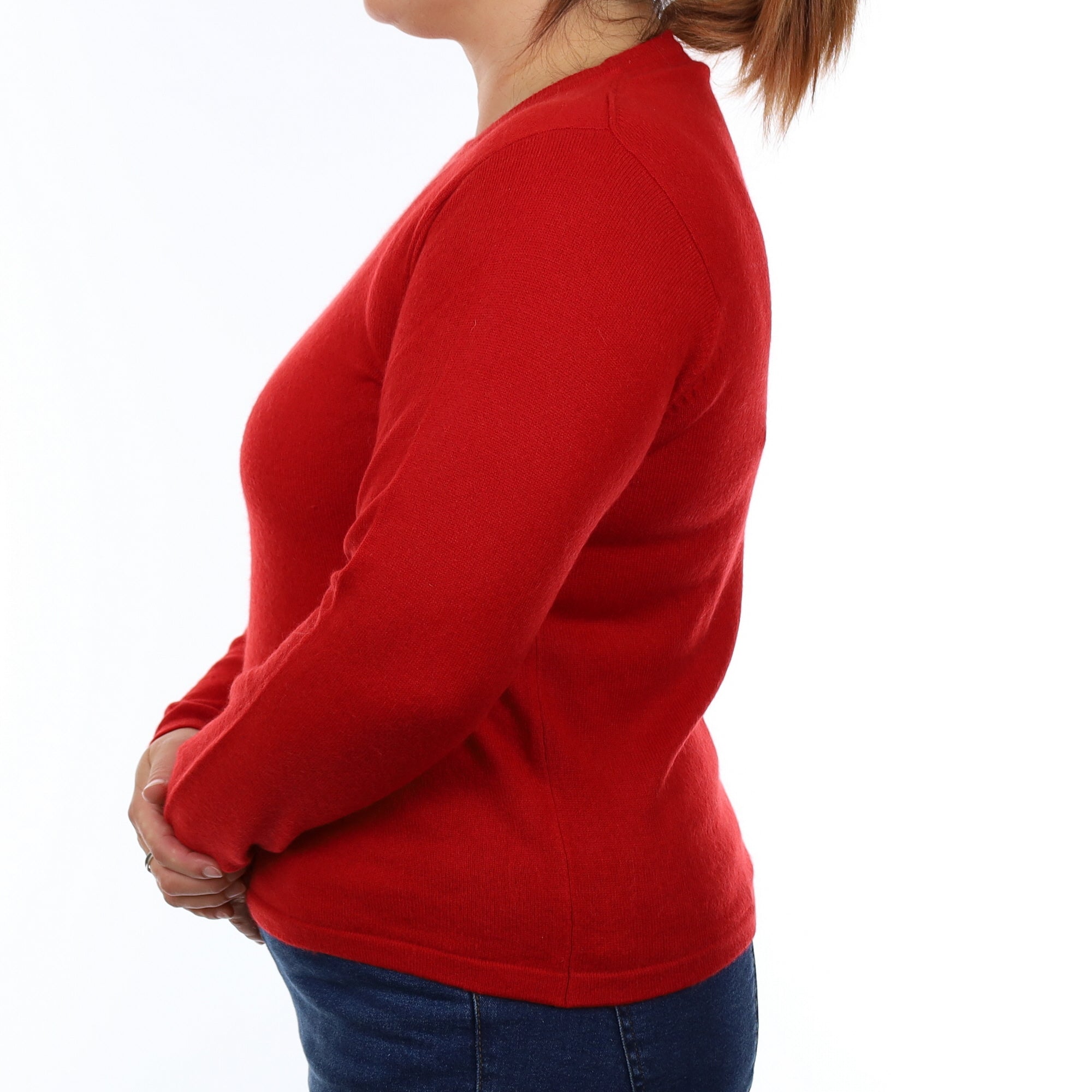 Tomato Red Cashmere Crew Neck Jumper Large